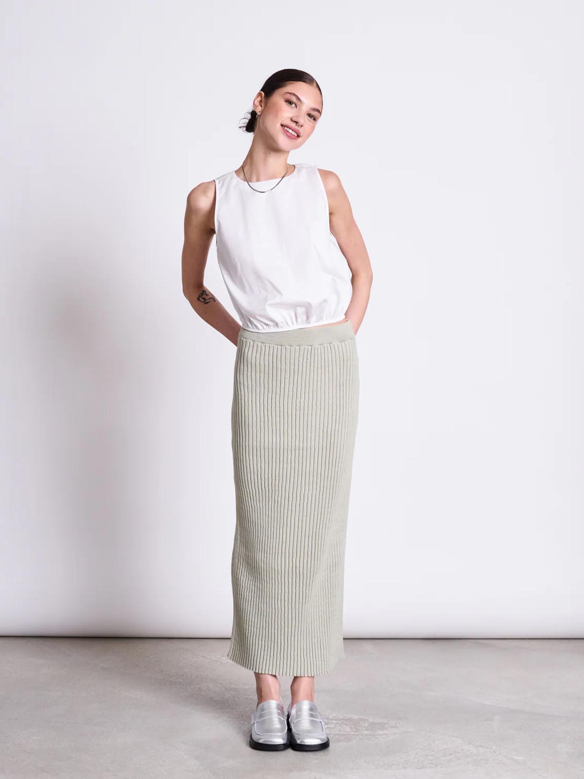 Jan 'n June Ebba Midi Knit Skirt Vintage Lace