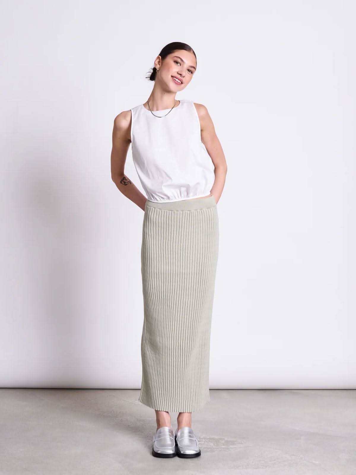 Jan 'n June Ebba Midi Knit Skirt Vintage Lace