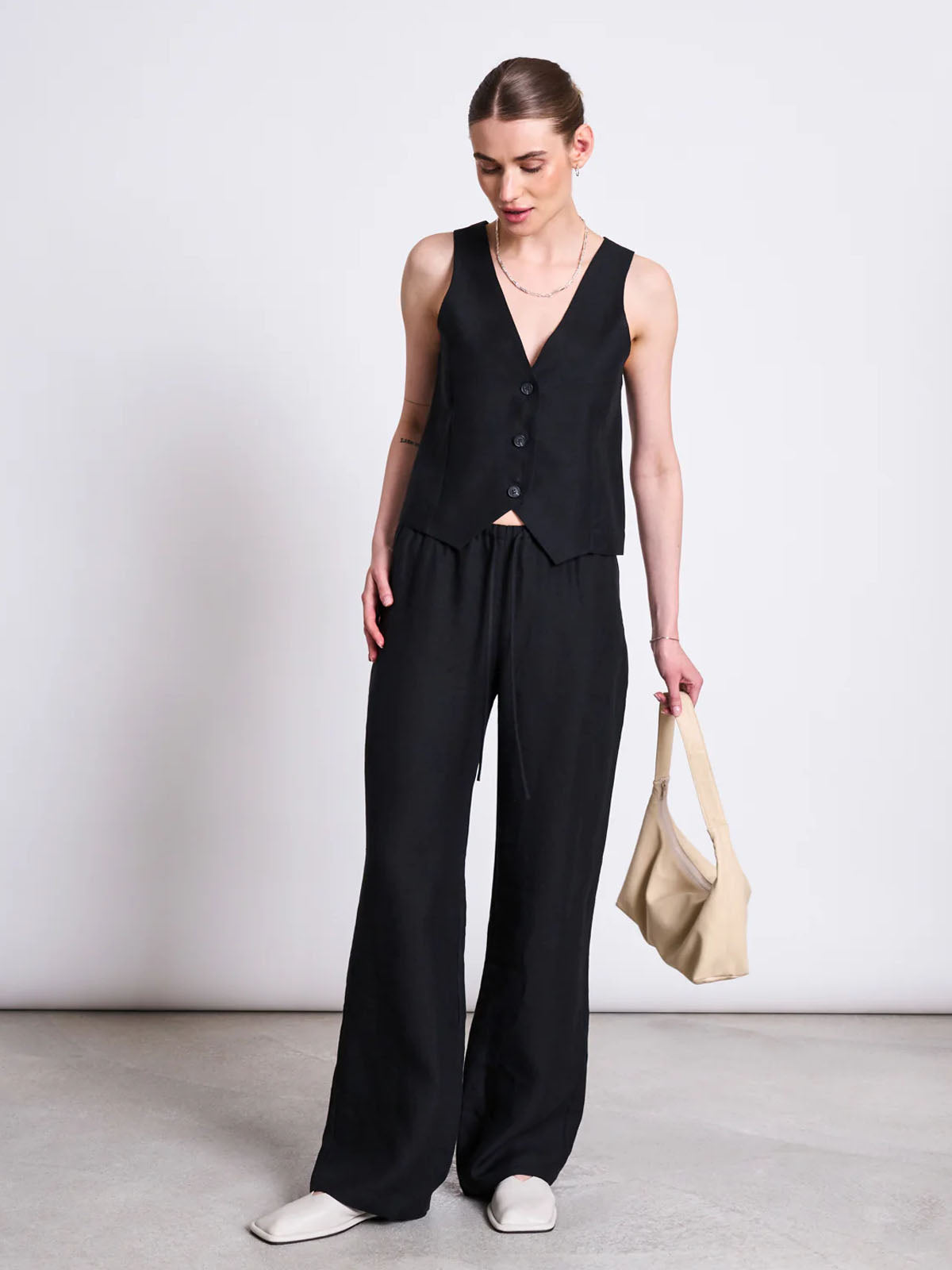 Jan 'n June Linen Drawstring Pants Sjov Black