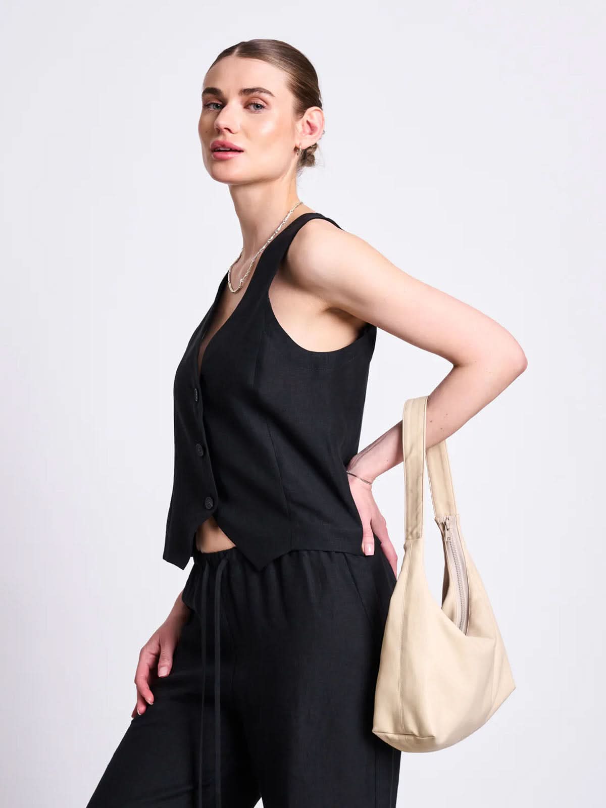 Jan 'n June Linen Drawstring Pants Sjov Black