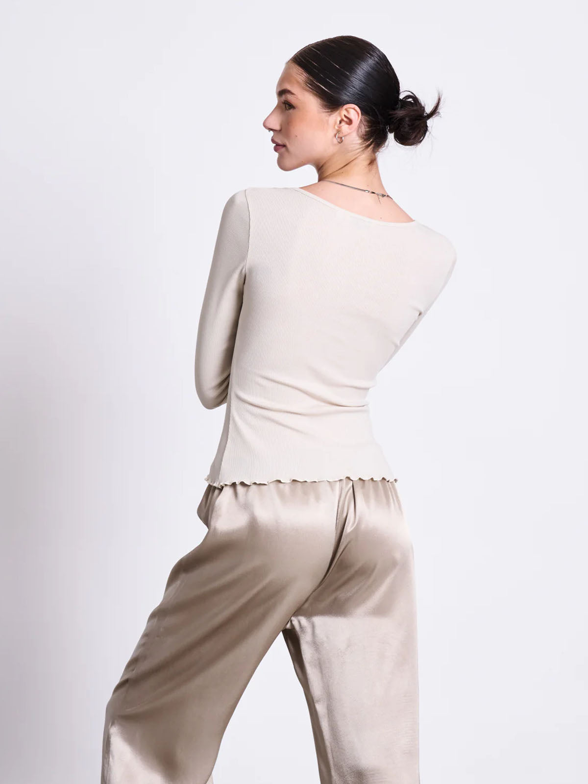 Jan 'n June Loose Silky Pants Fris Silver Grey