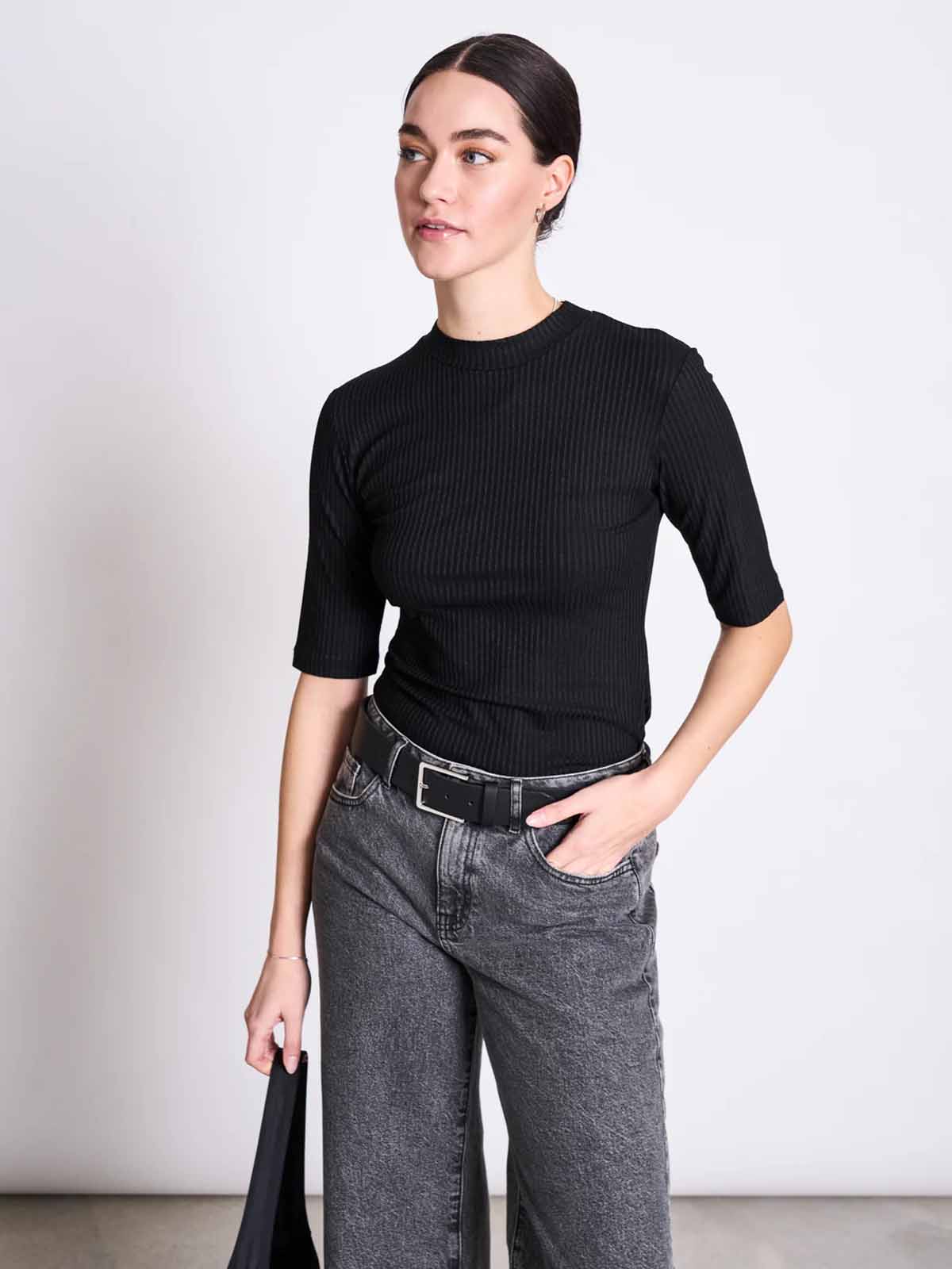 Jan 'n June Rib T-Shirt Nina Black