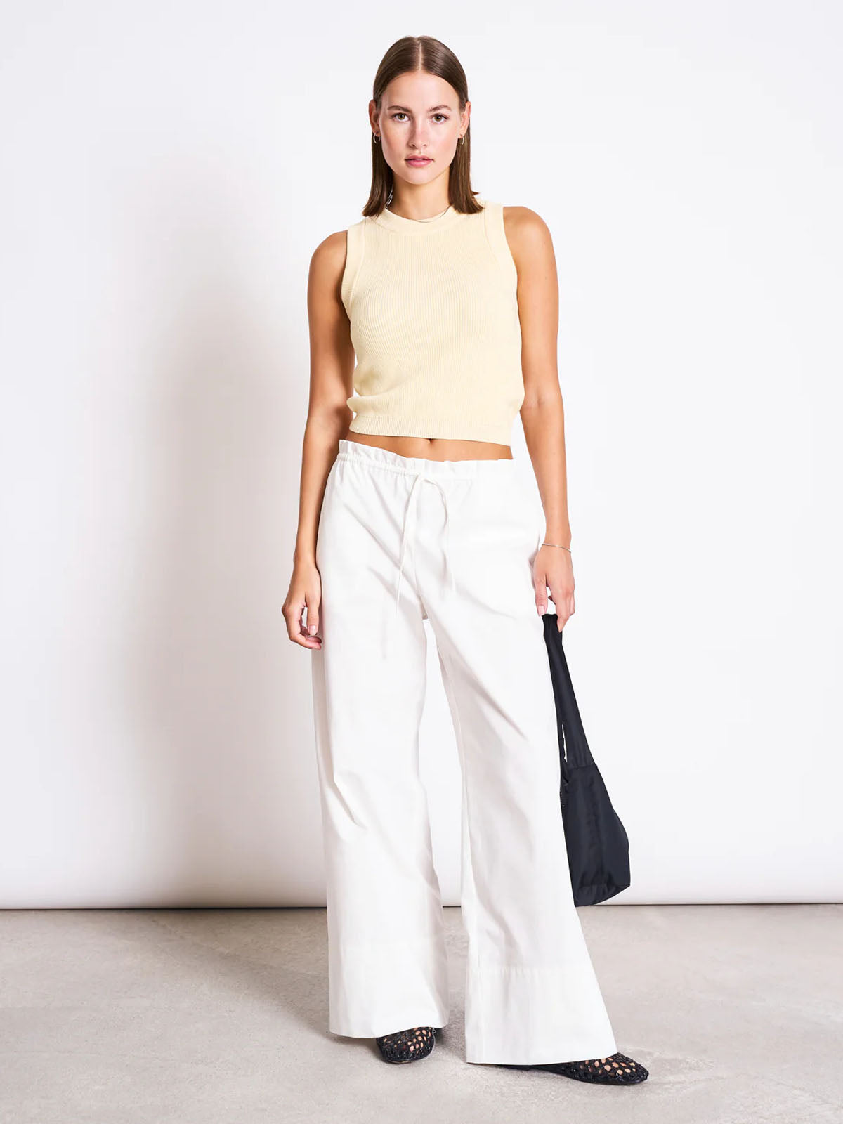 Jan 'n June Drawstring Wide Pants Kiva White