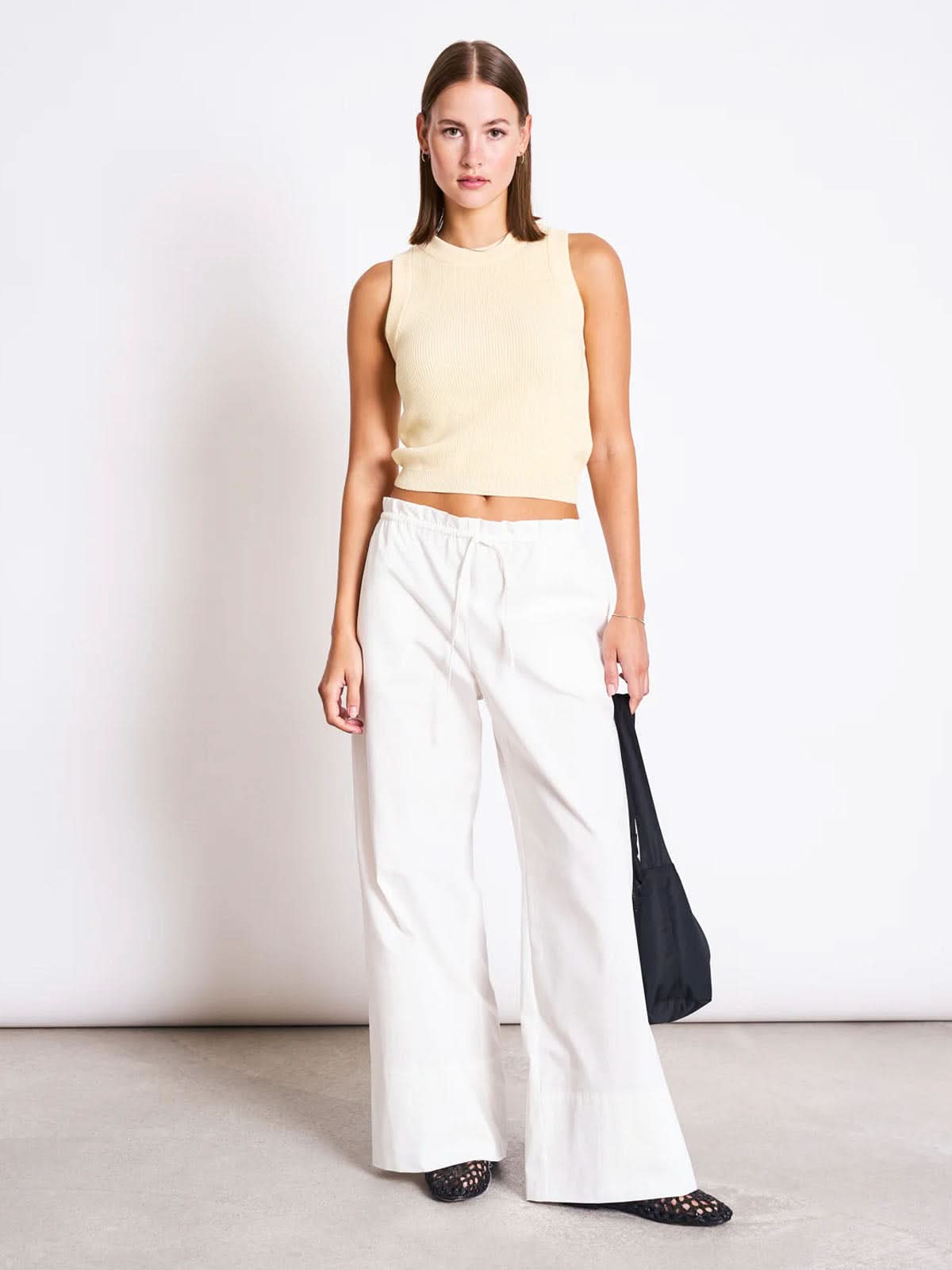 Jan 'n June Drawstring Wide Pants Kiva White