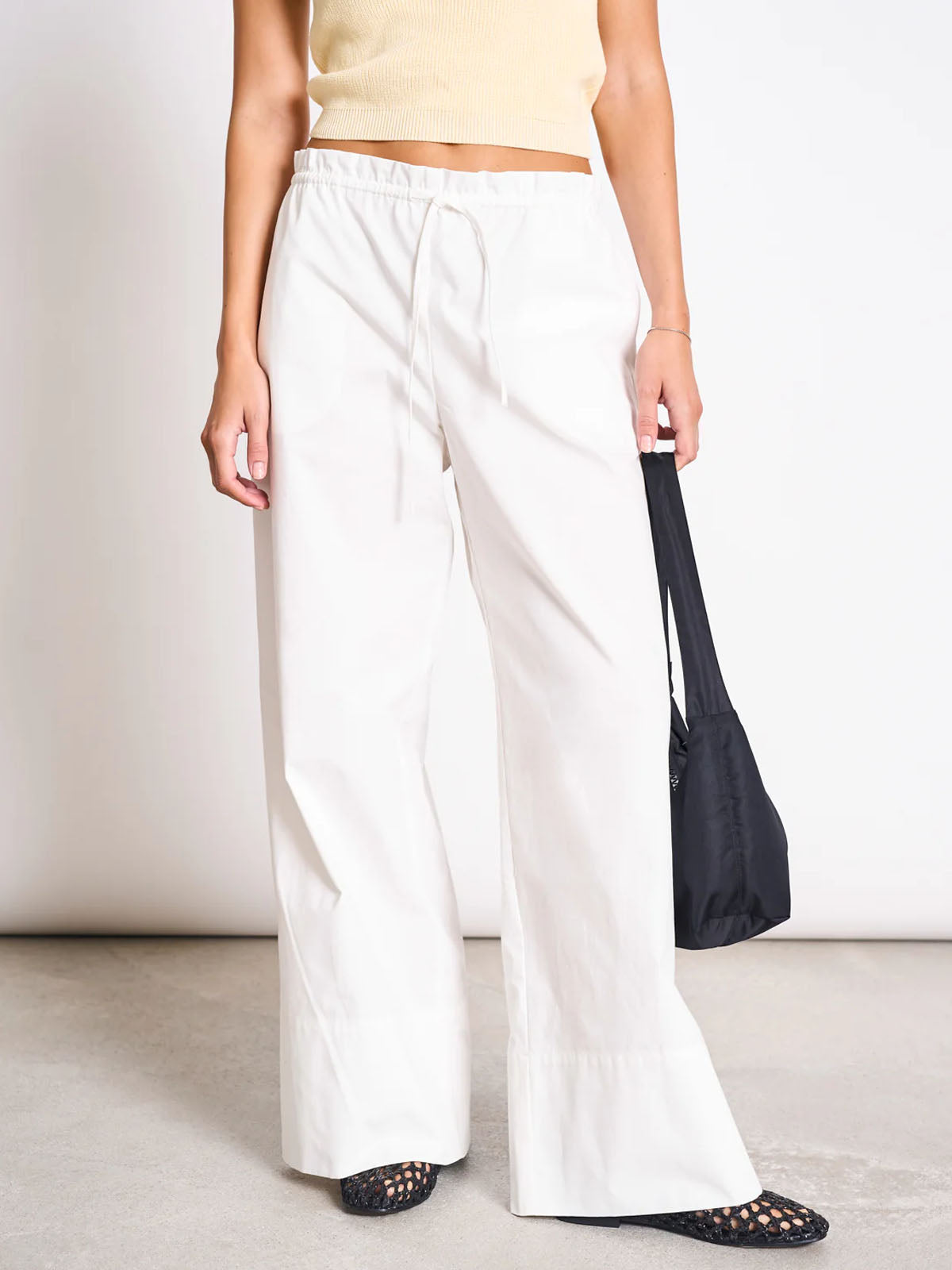 Jan 'n June Drawstring Wide Pants Kiva White