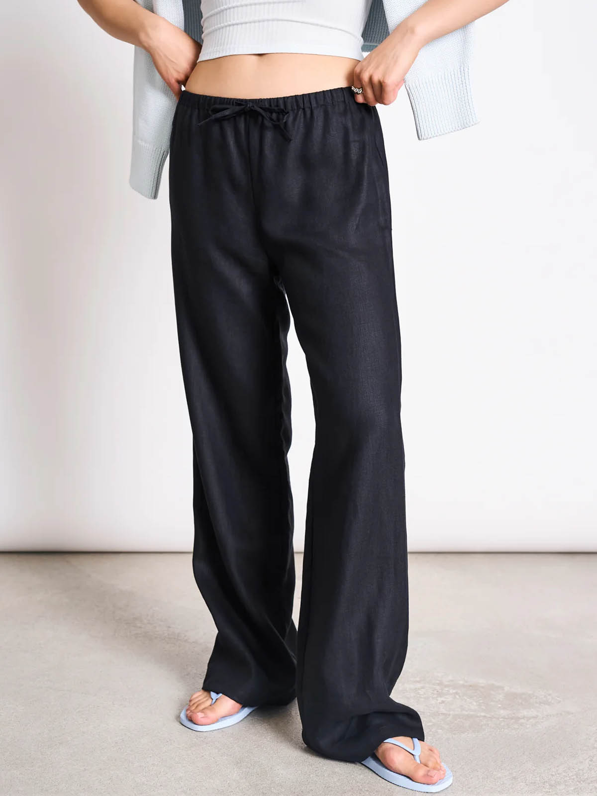 Jan 'n June Linen Drawstring Pants Sjov Black
