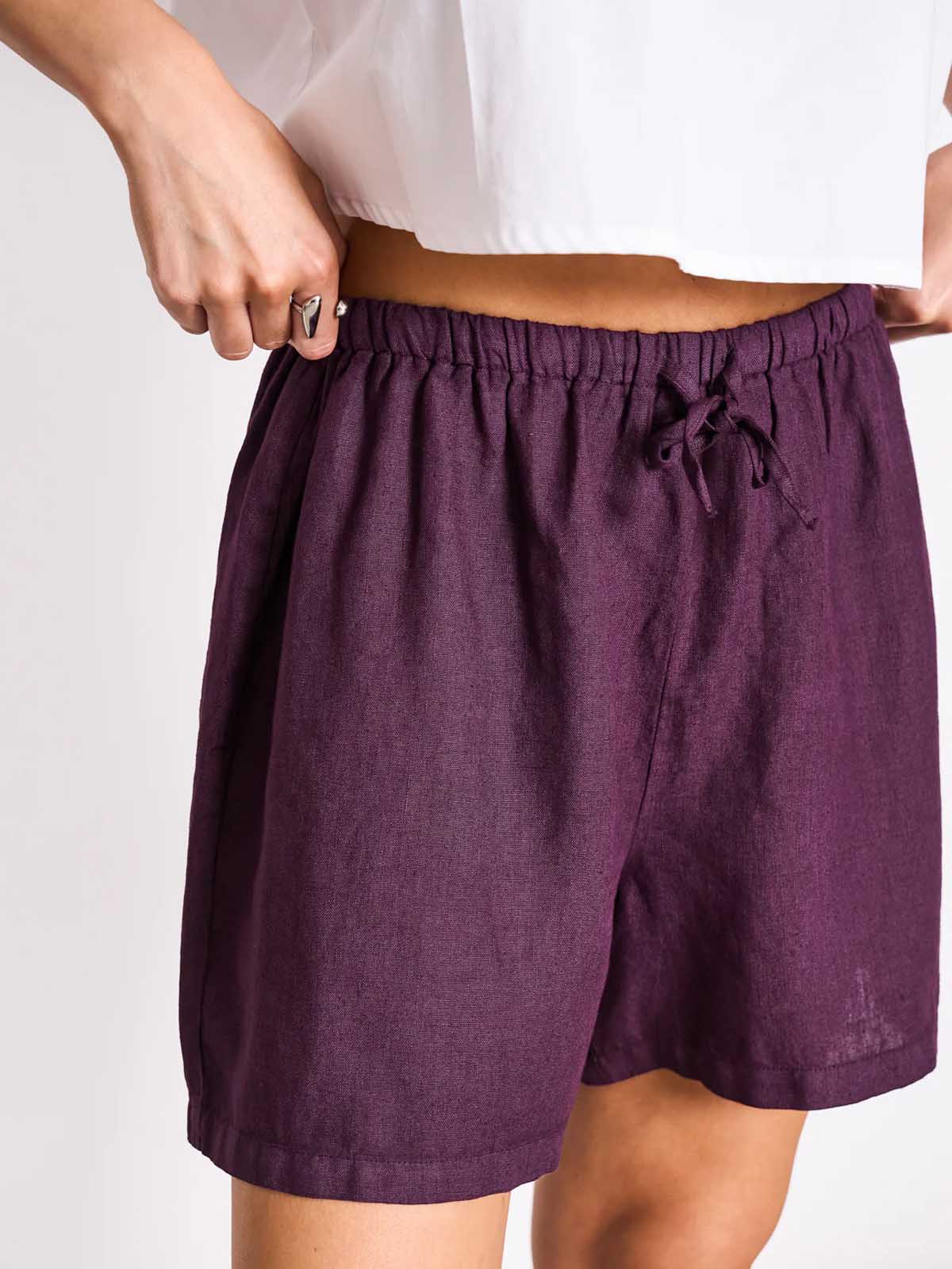 Jan 'n June Linen Drawstring Shorts Marum Cherry Lacquer