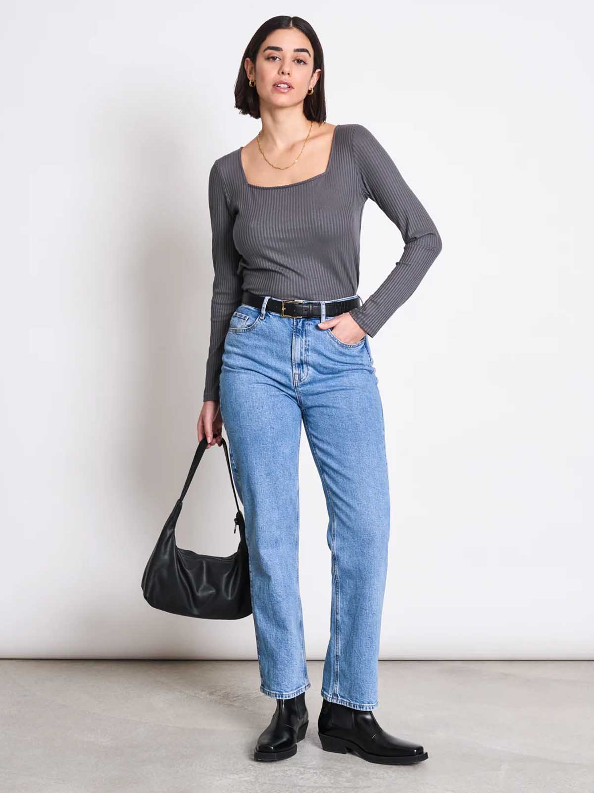 Jan 'n June Fria Square Neck Longsleeve Dark Grey
