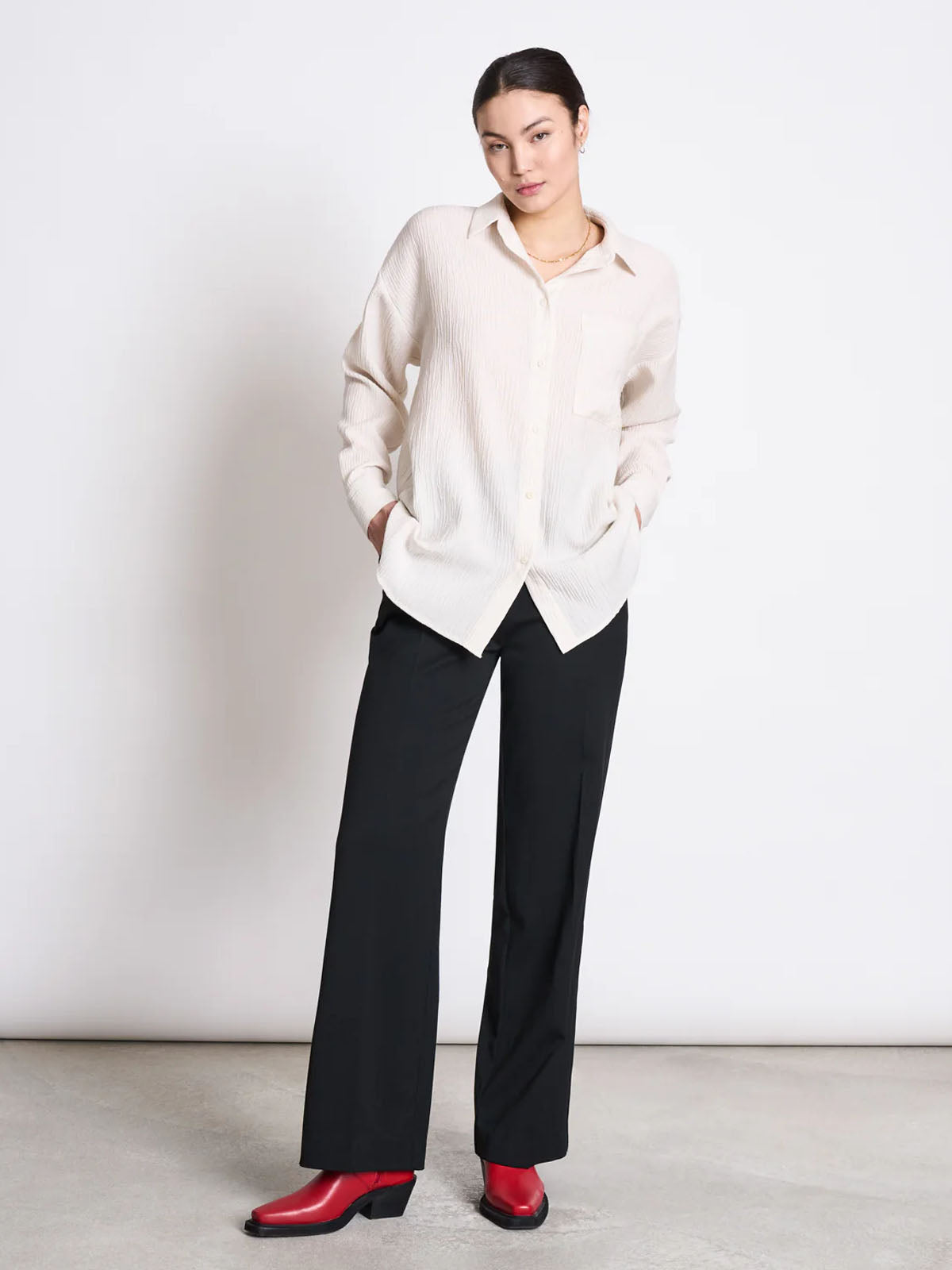 Jan 'n June Skur Crinkle Shirt Offwhite