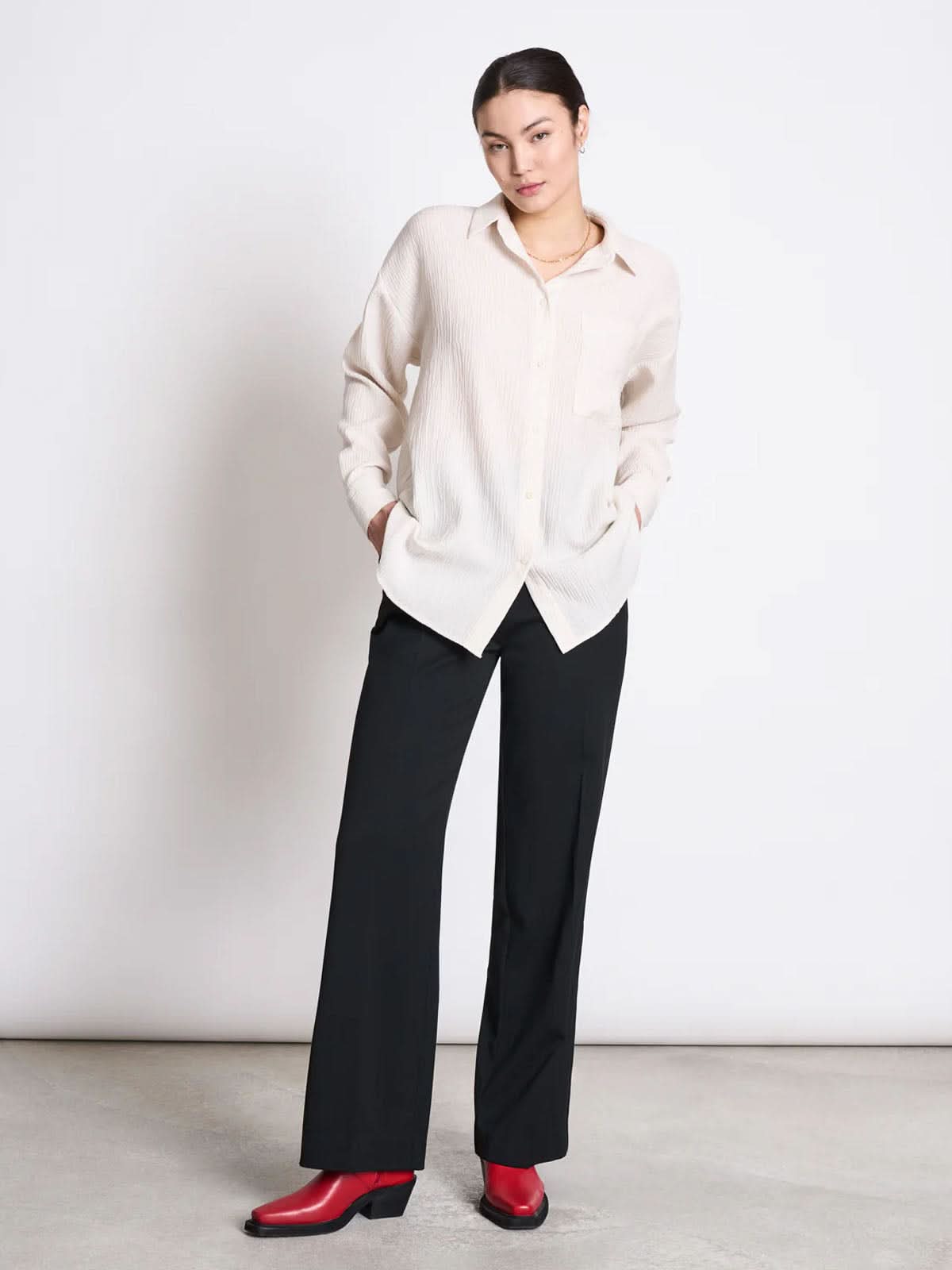 Jan 'n June Skur Crinkle Shirt Offwhite
