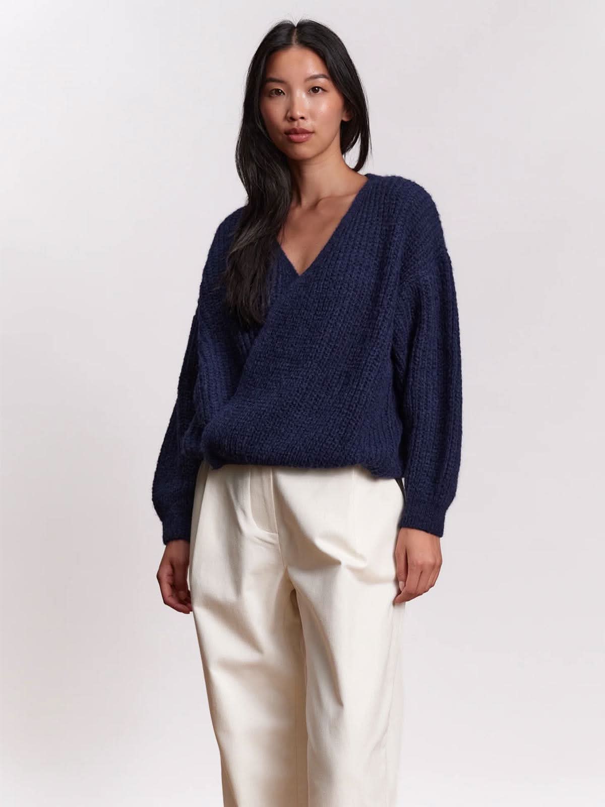 Jungle Folk Wrap Cardigan Vega Navy Blue