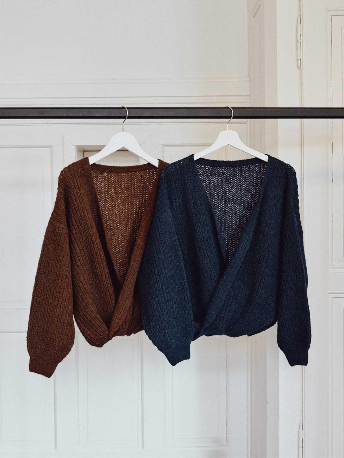 Jungle Folk Wrap Cardigan Vega Navy Blue
