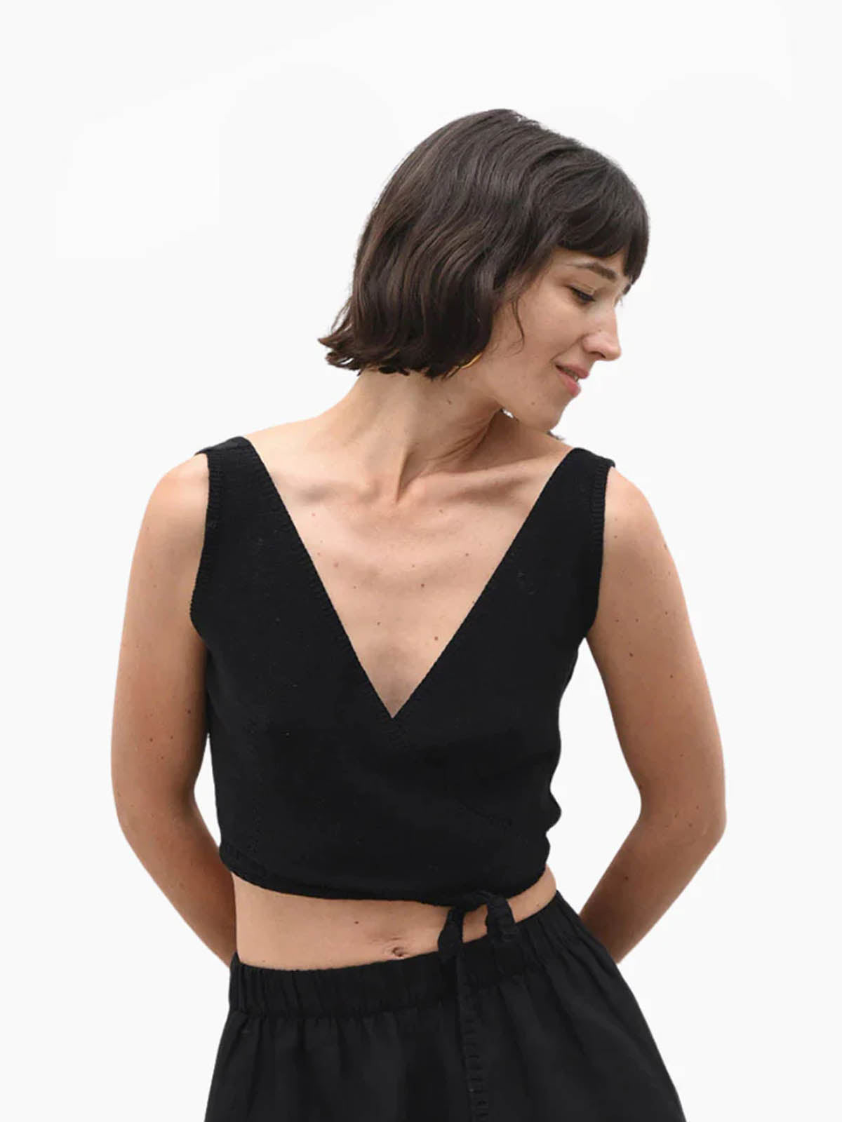 Jungle Folk Yara Wrap Top Black