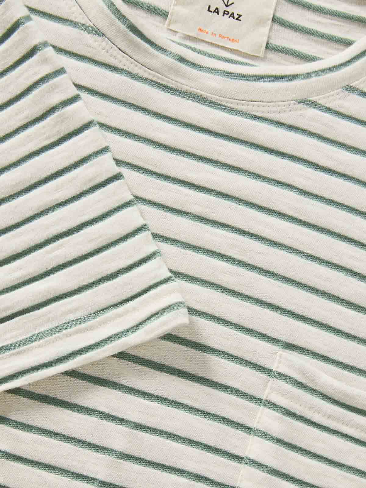 La Paz Guerreiro Pocket T-Shirt Green Spray Stripes