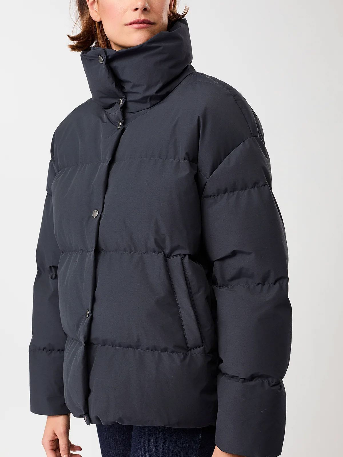 LangerChen Gesteppte Jacke Stehkragen Navy