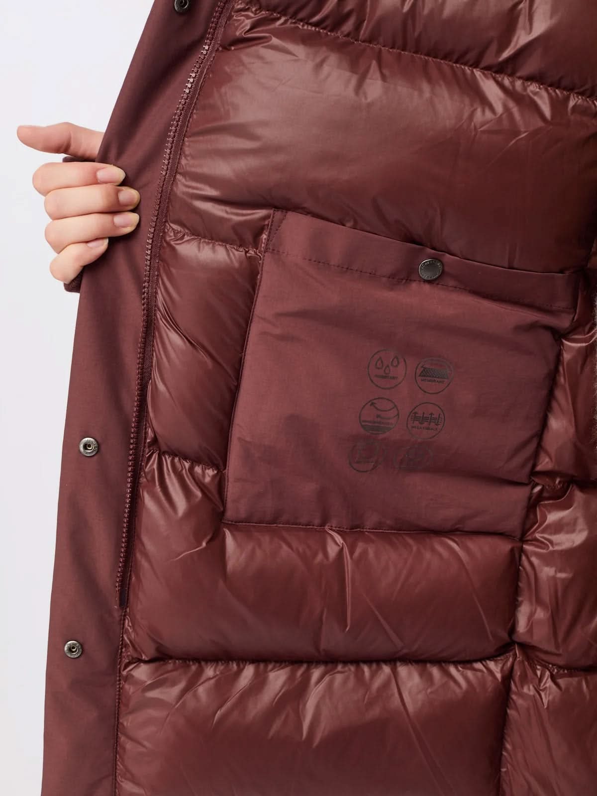 LangerChen Lange Jacke mit Kapuze Burgundy
