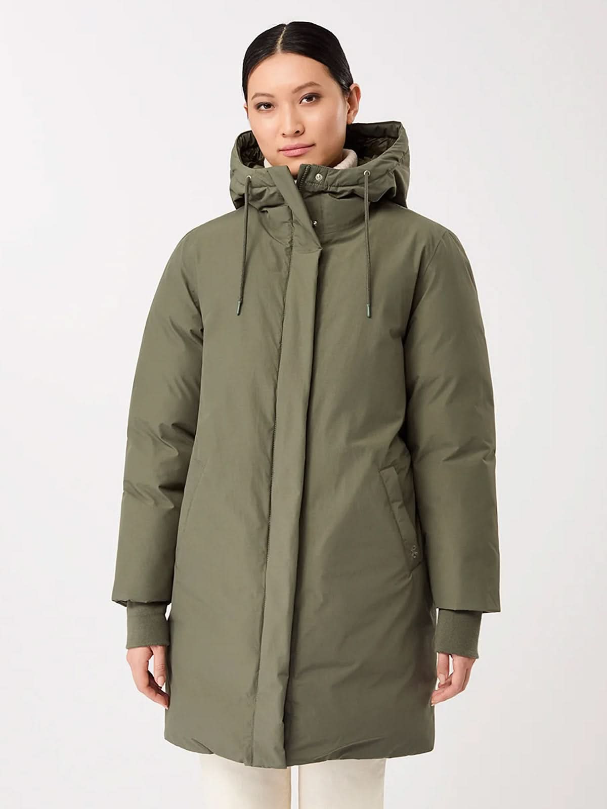 LangerChen Lange Jacke mit Kapuze Sencha