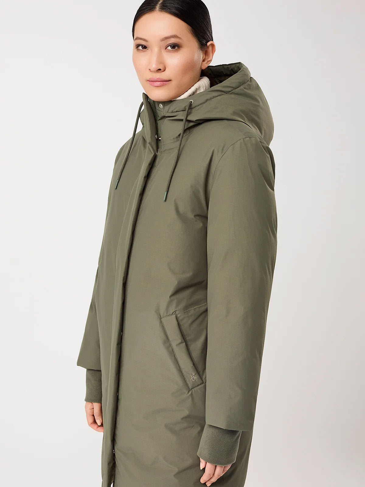 LangerChen Lange Jacke mit Kapuze Sencha