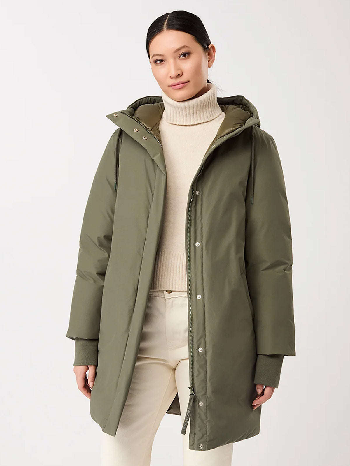 LangerChen Lange Jacke mit Kapuze Sencha