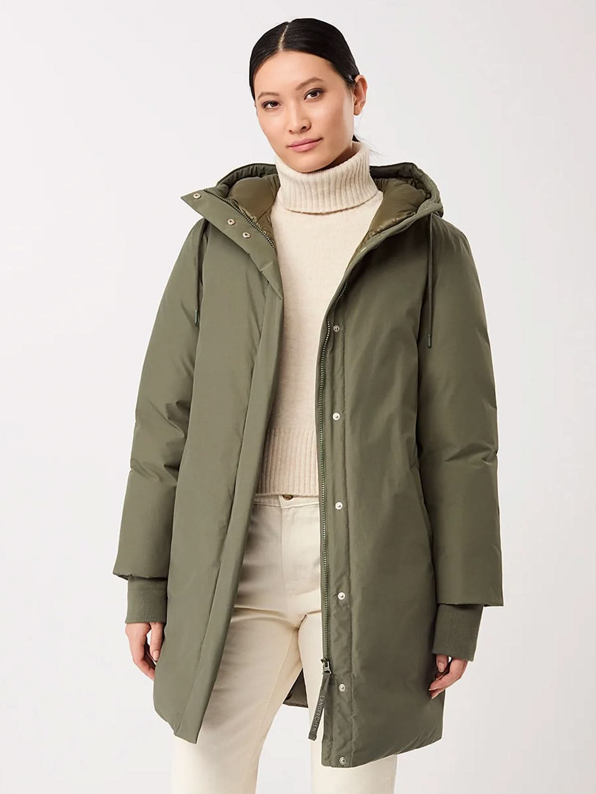 LangerChen Lange Jacke mit Kapuze Sencha
