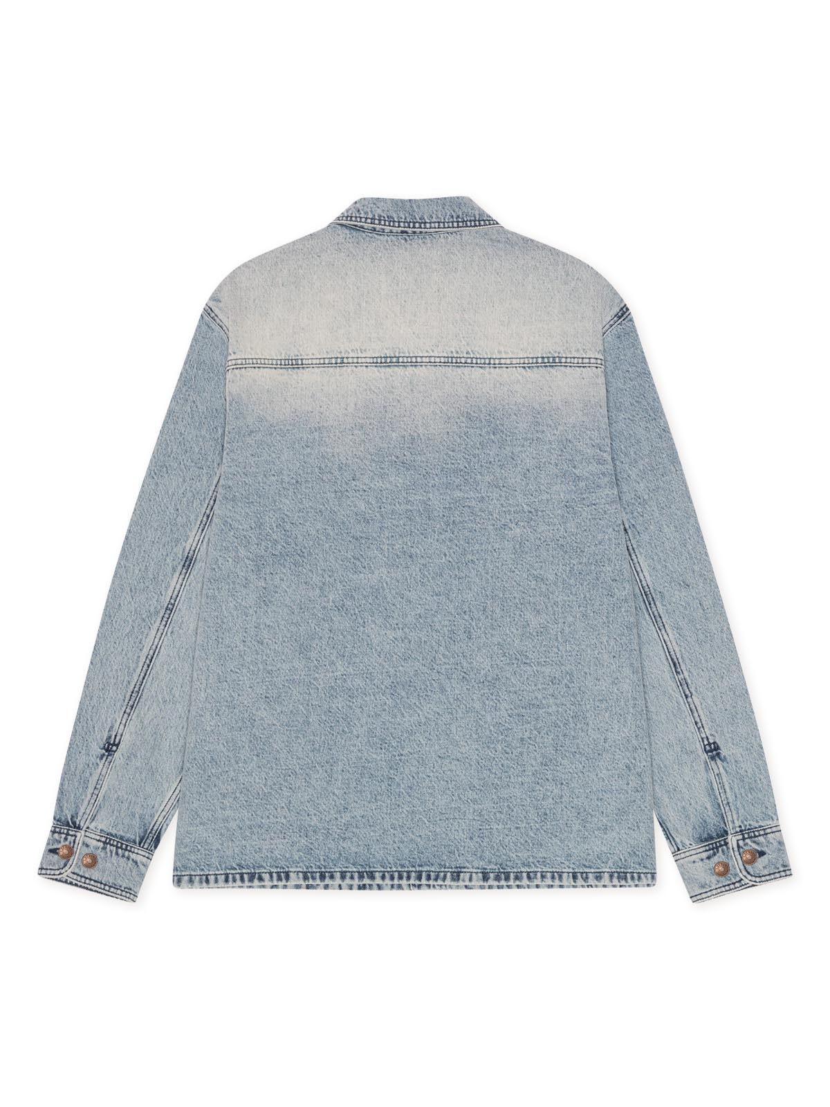 Les Deux Bleached Denim Overshirt Light Ice Blue Wash
