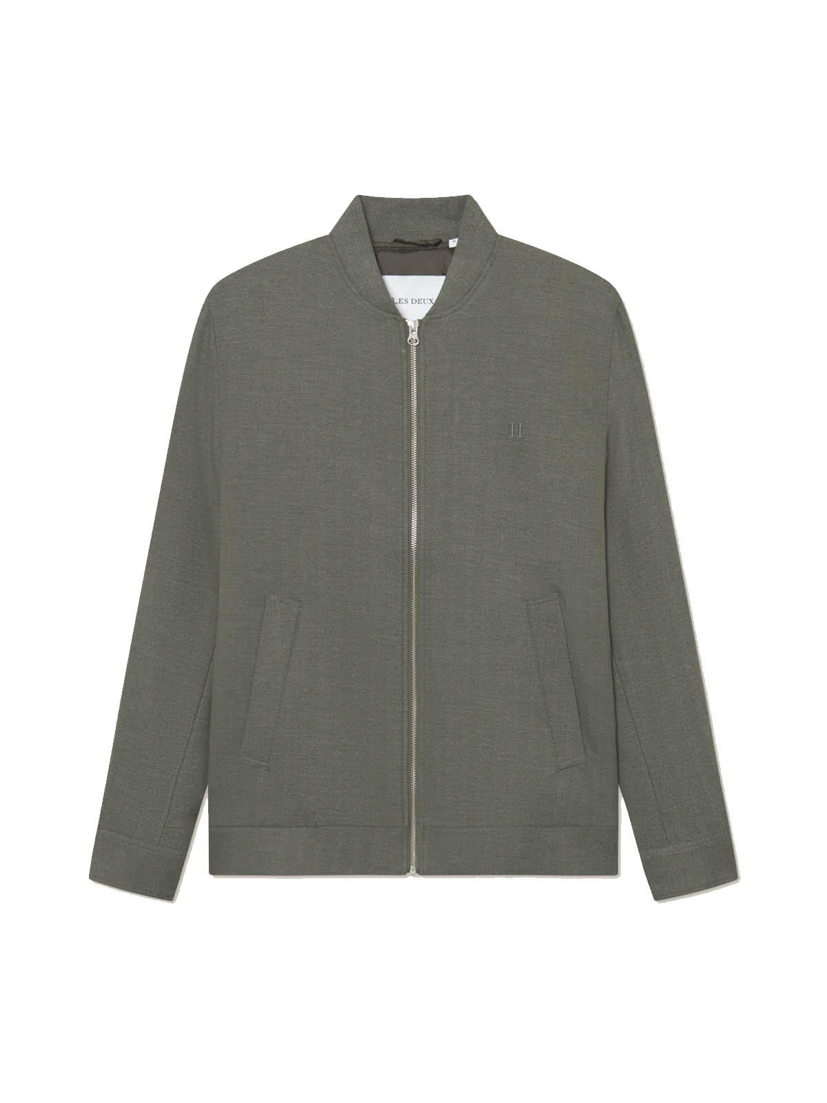 Les Deux Como Reg Herringbone Bomber Jacket Forest Green