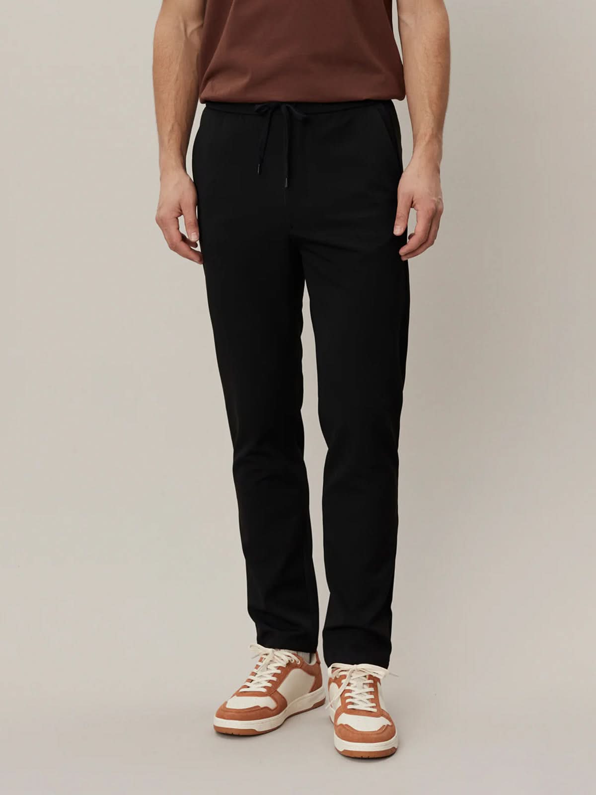 Les Deux Como Tapered Textured Drawstring Pants Black L30