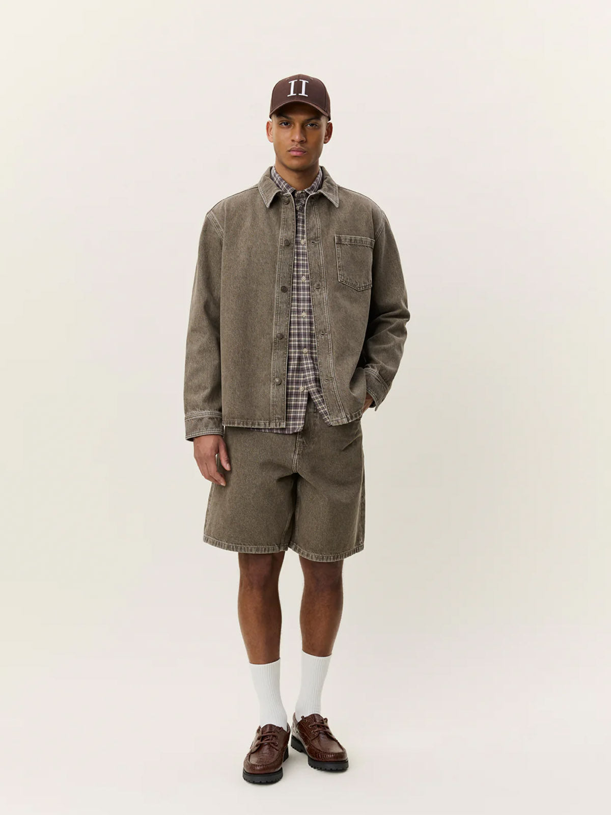 Les Deux Denim Overshirt Light Brown Denim Wash