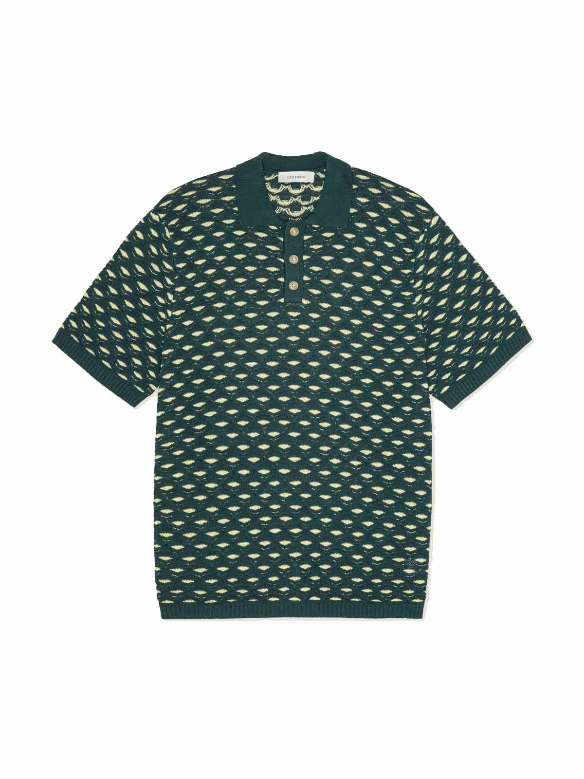 Les Deux Esmay Shell Knitted Polo Sea Moss Green
