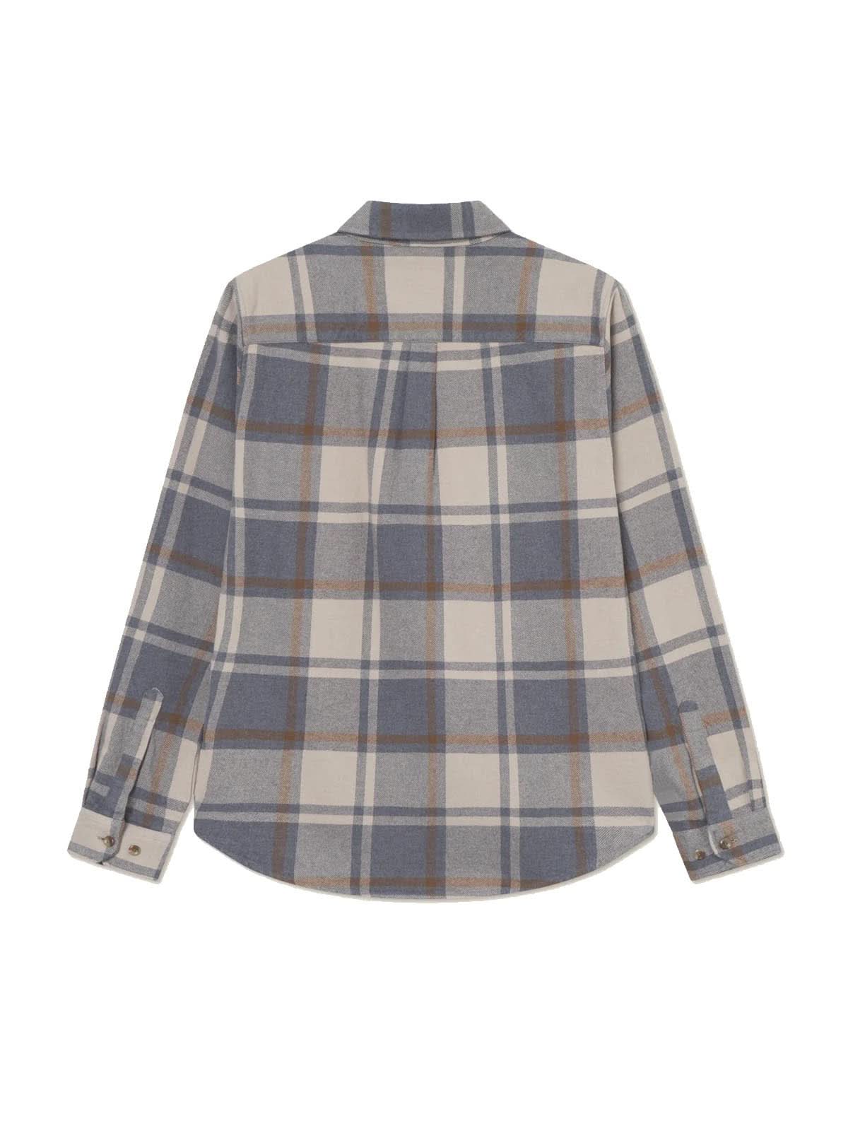 Les Deux Jeremy Check Flannel Shirt Grey Melange