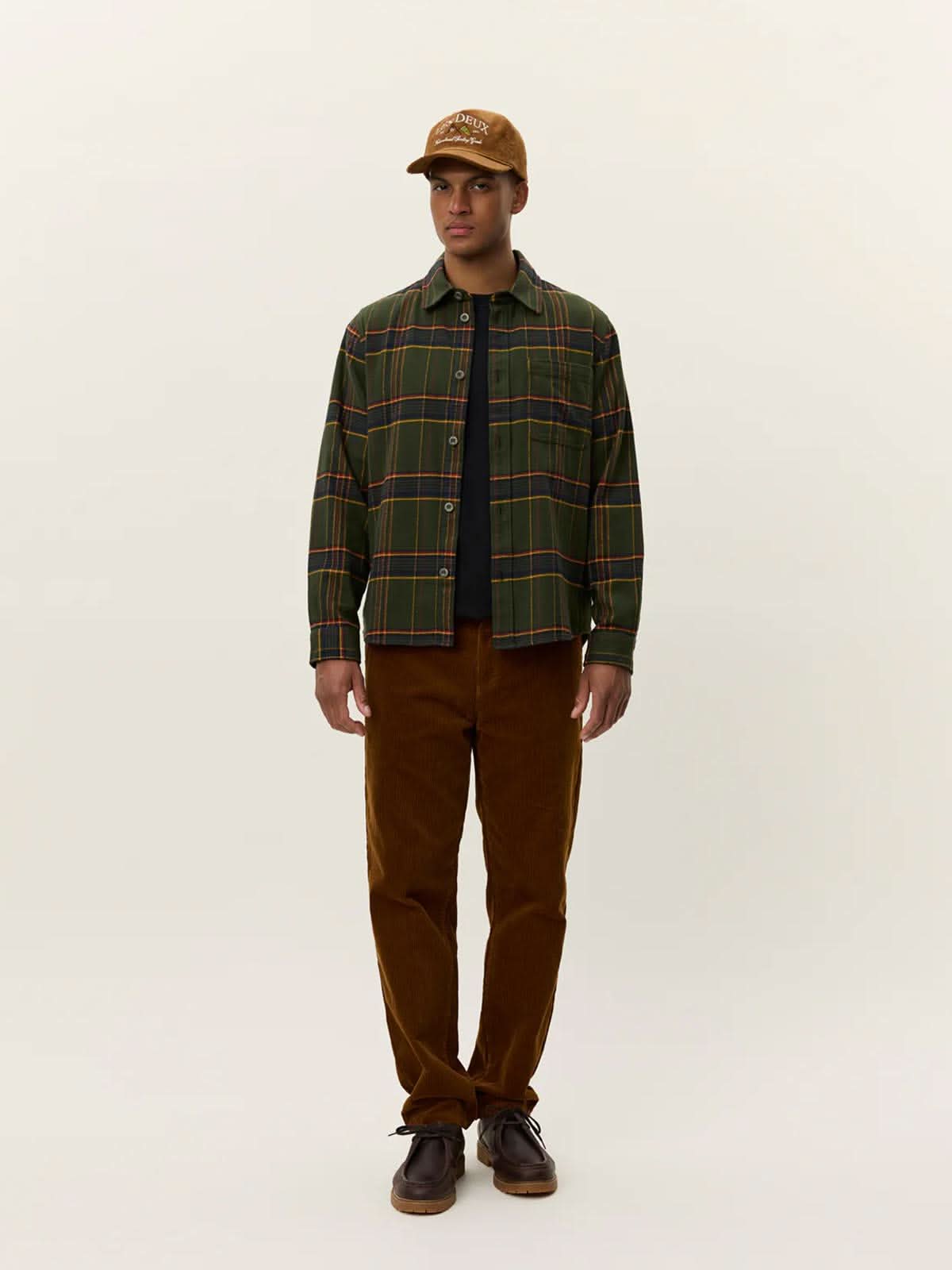 Les Deux Lennon Check Overshirt Fudge