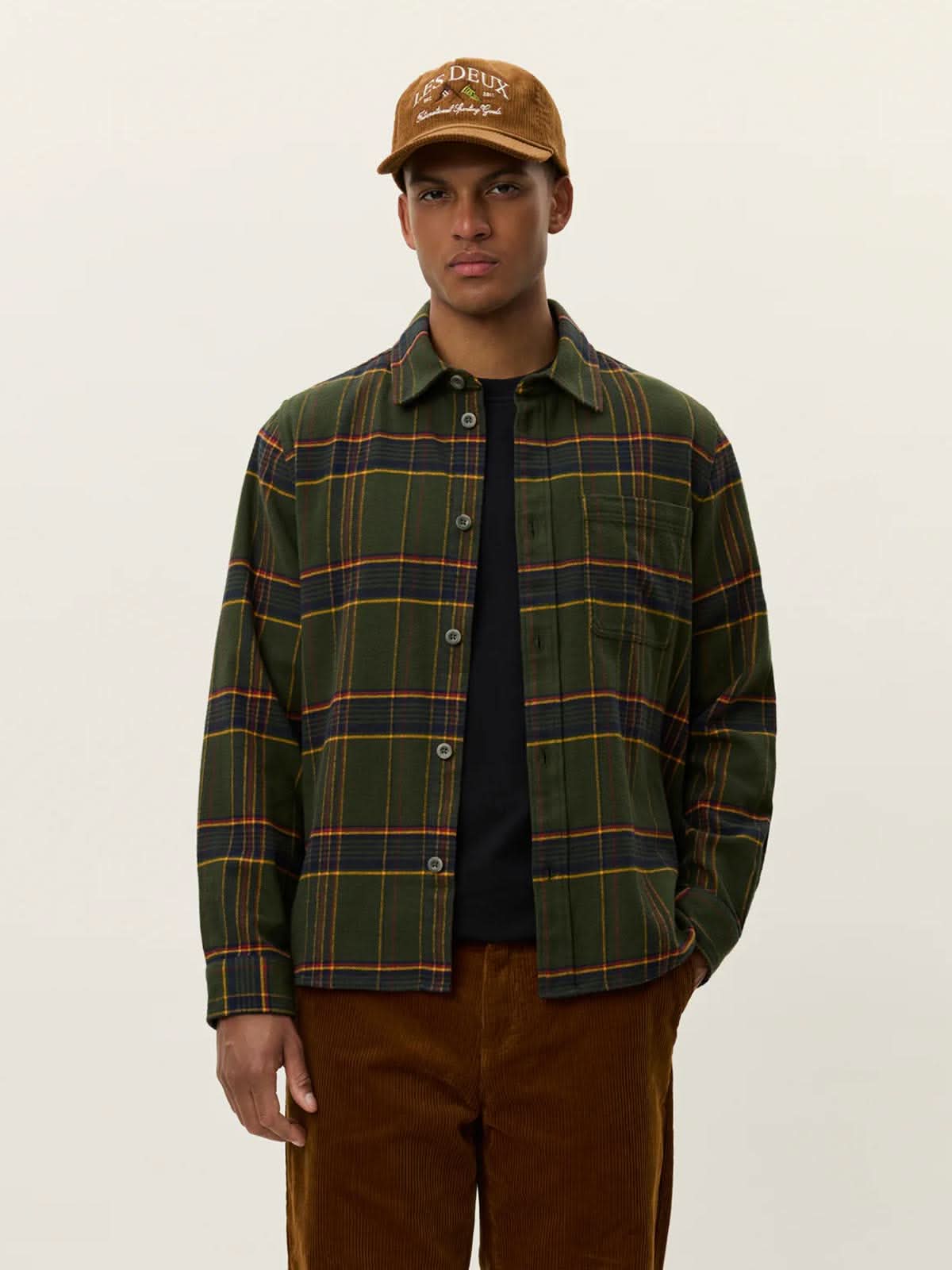 Les Deux Lennon Check Overshirt Fudge