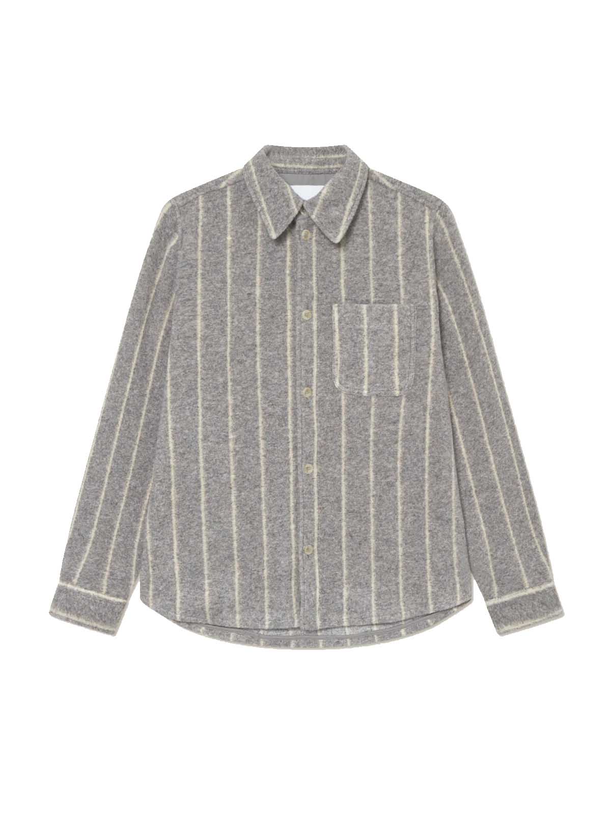 Les Deux Lennon Wool Pinstri Overshirt Grey Melange