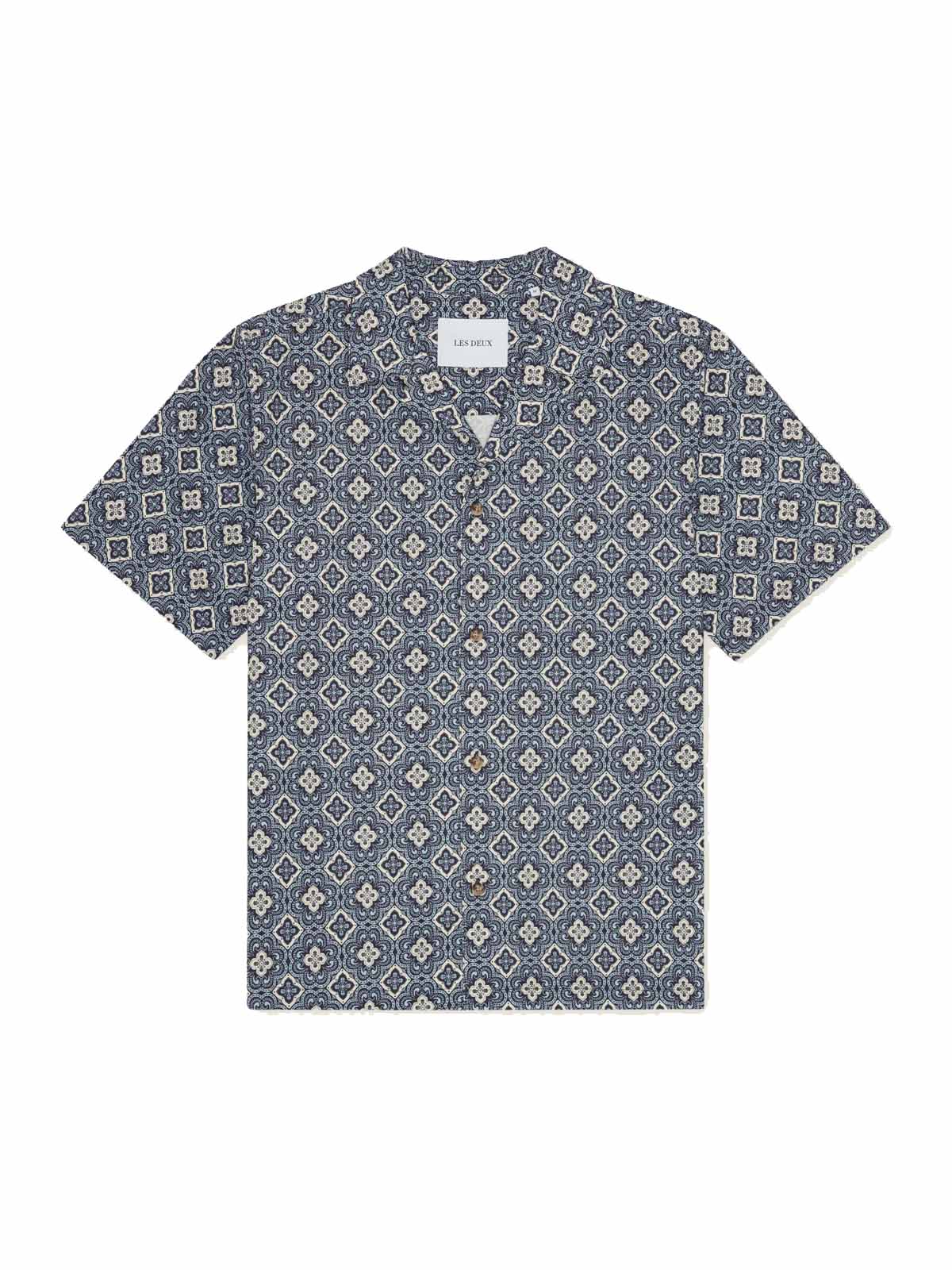 Les Deux Lukas Arabesque Aop SS Shirt Blue Fog