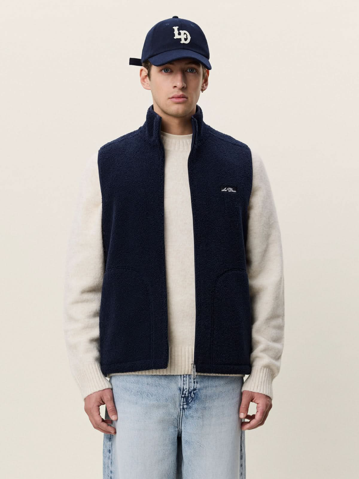 Les Deux Patch Teddy Vest Dark Navy
