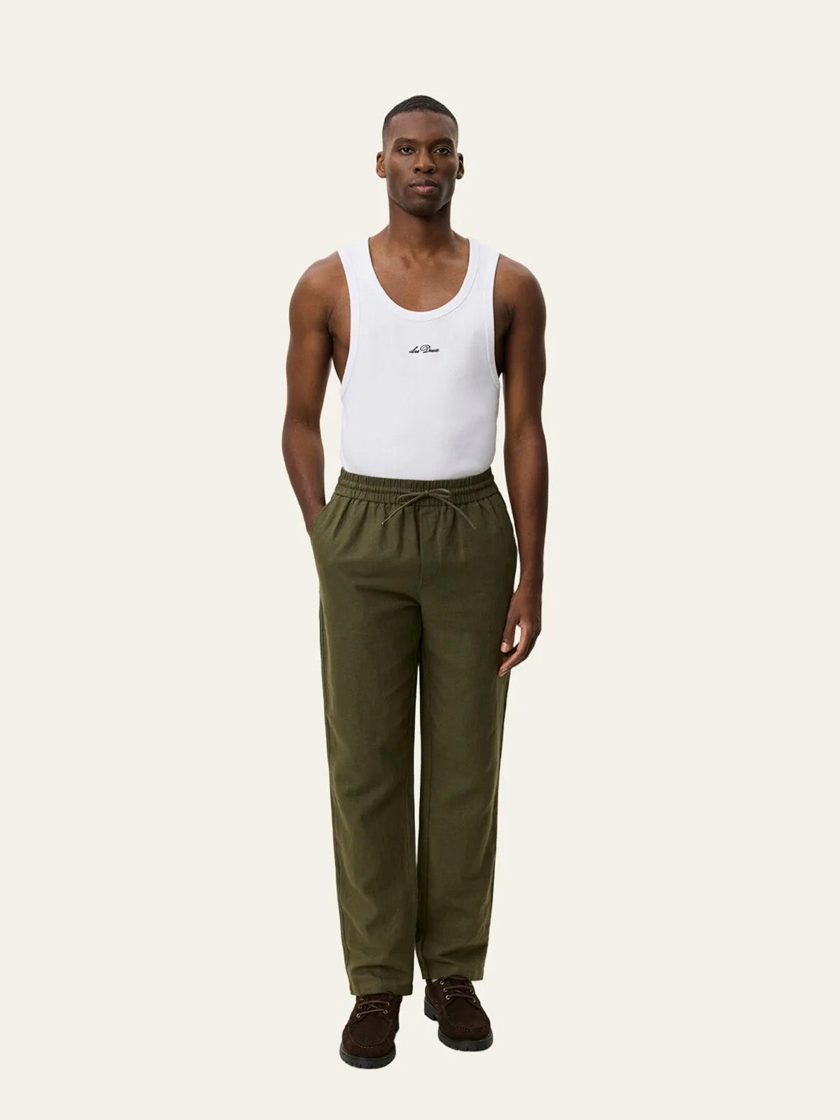 Les Deux Patrick Linen Pants Olive Night