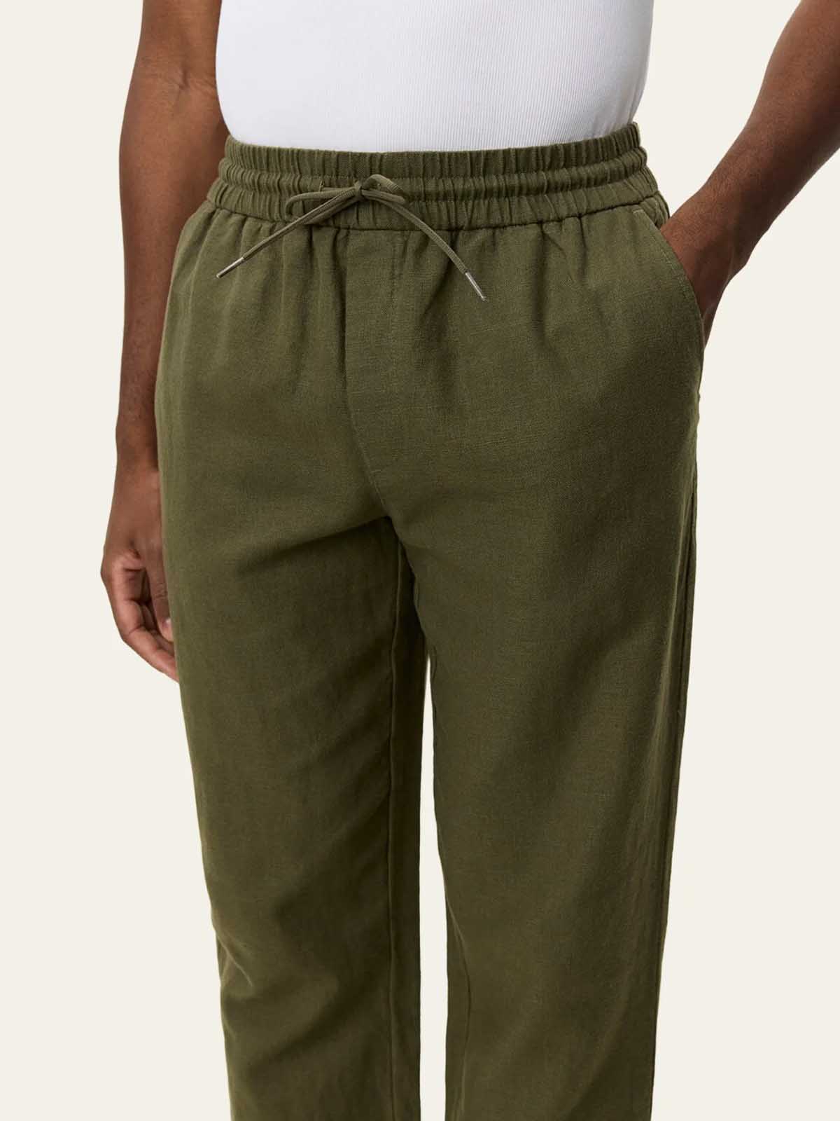 Les Deux Patrick Linen Pants Olive Night
