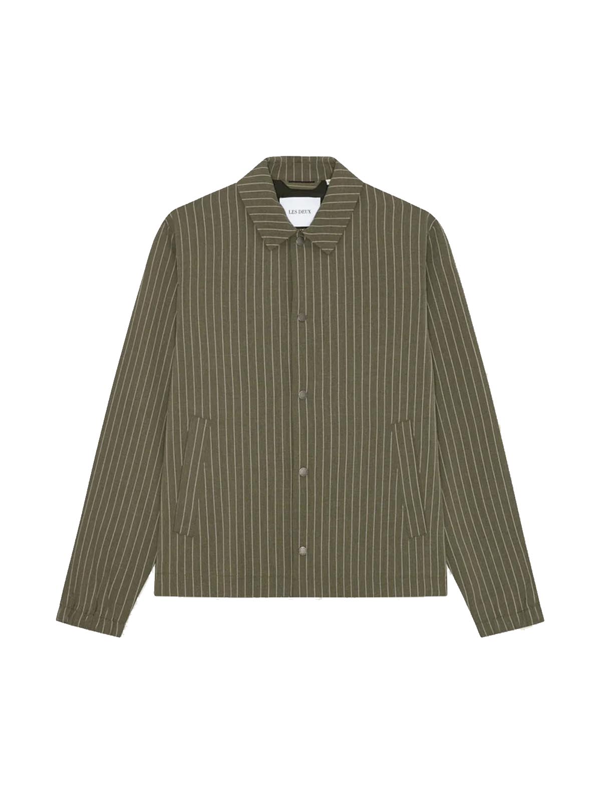 Les Deux Pinstripe Coach Jacket Olive Night