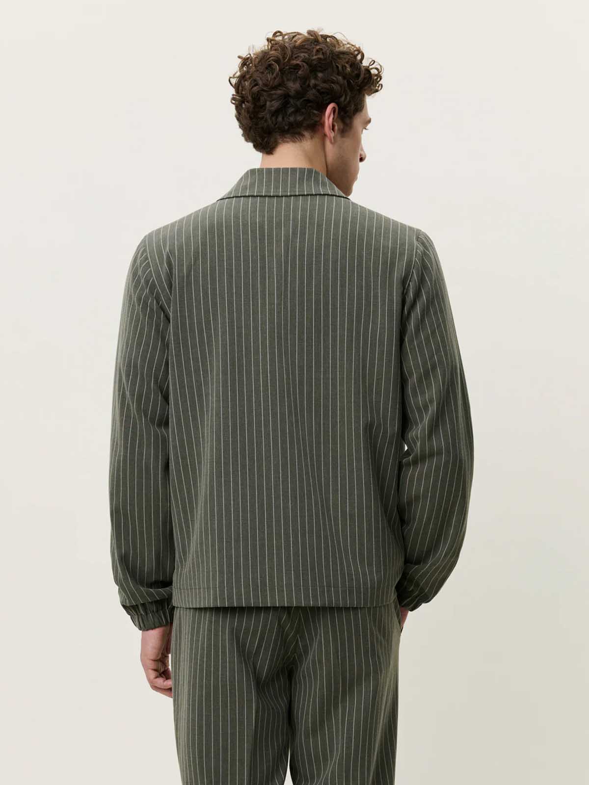 Les Deux Pinstripe Coach Jacket Olive Night