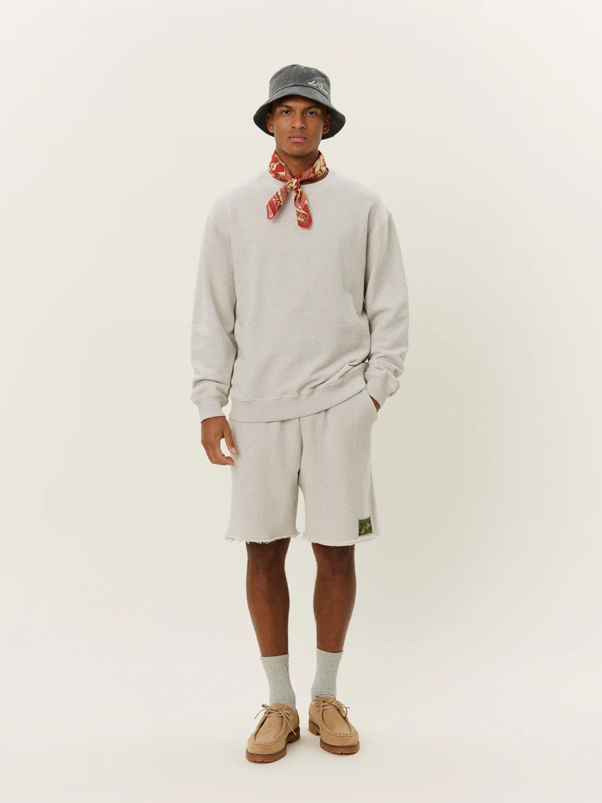 Les Deux Sully Patch Sweatshirt Grey Melange