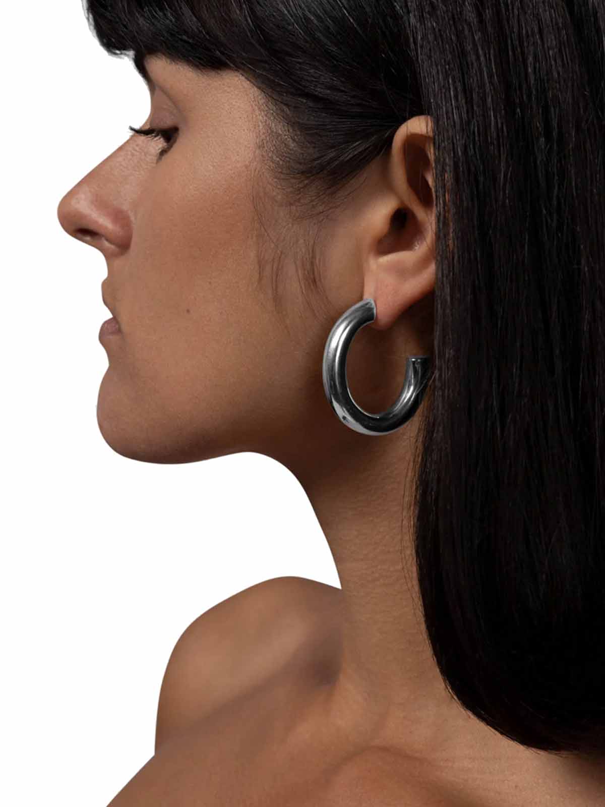 Les Solides Oval Bold Hoops Silver