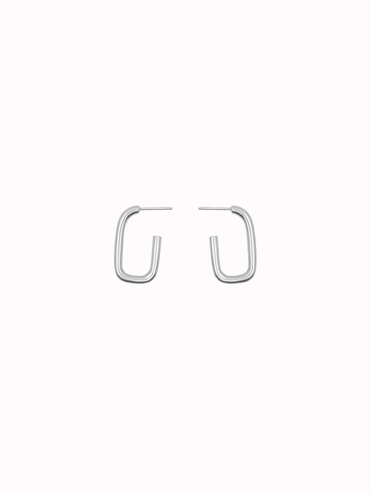 Les Solides Square Oval Hoops Silver