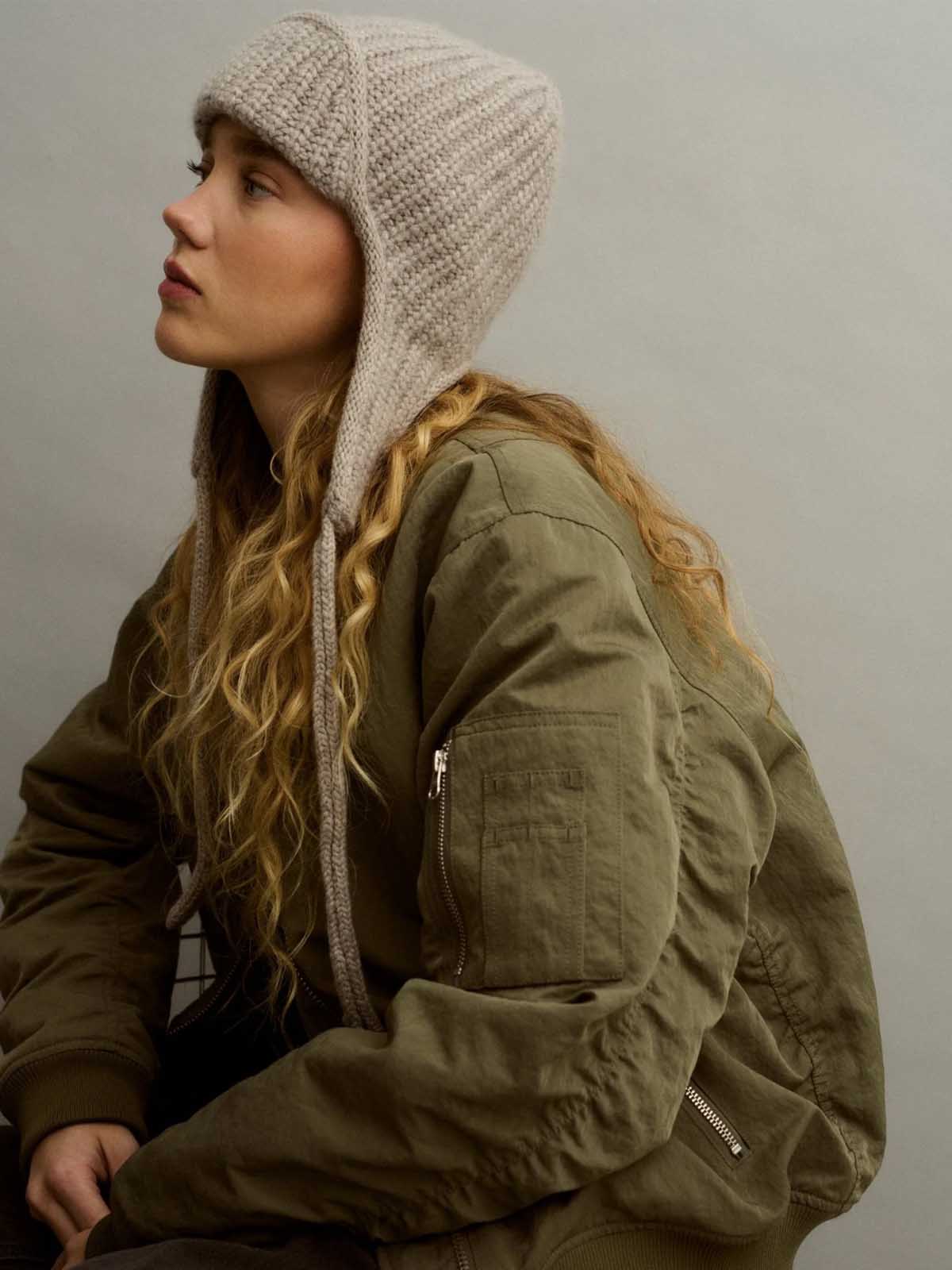 Lovem Aviator Cashmere Hat Light Grey