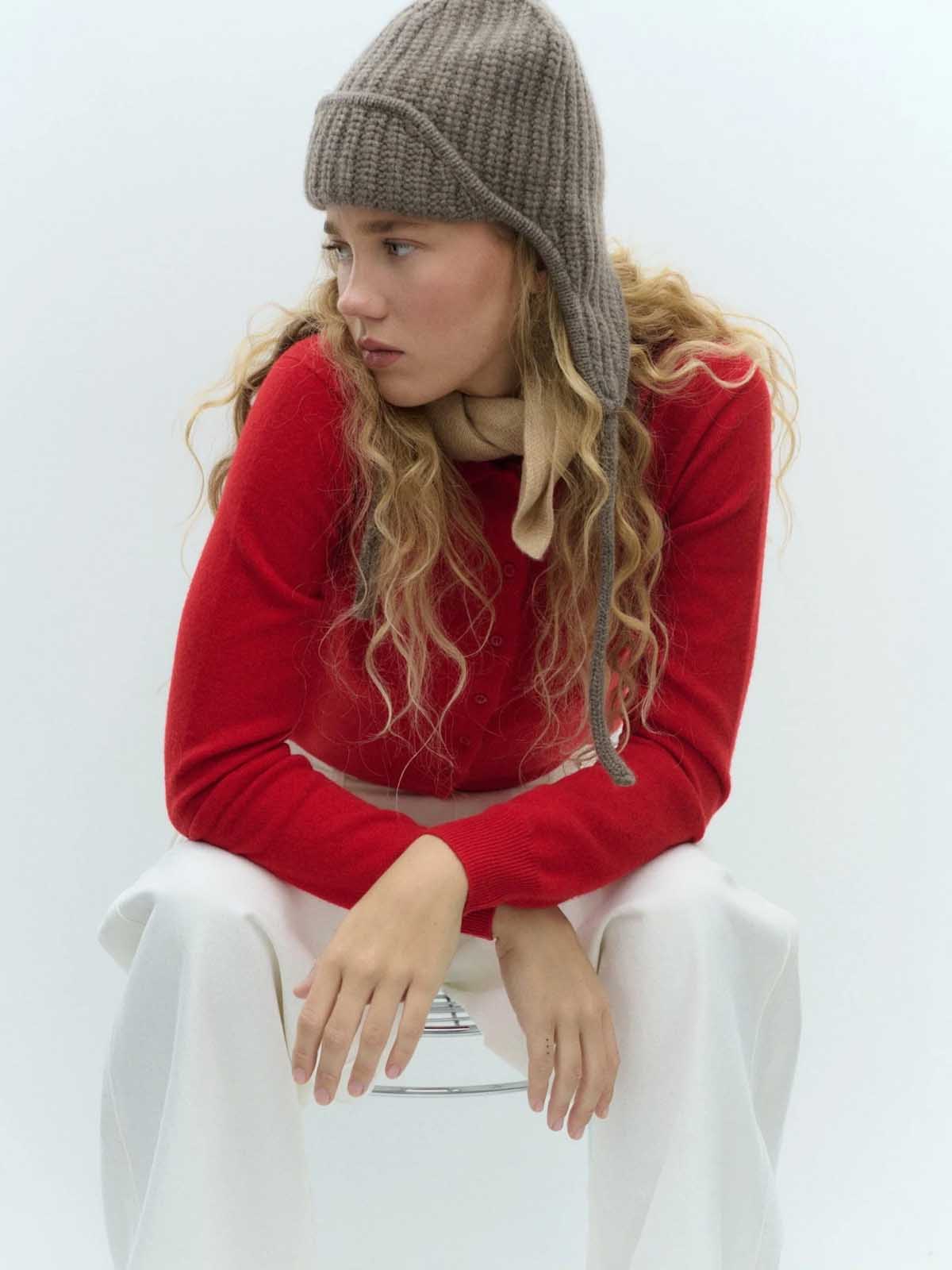 Lovem Aviator Cashmere Hat Taupe