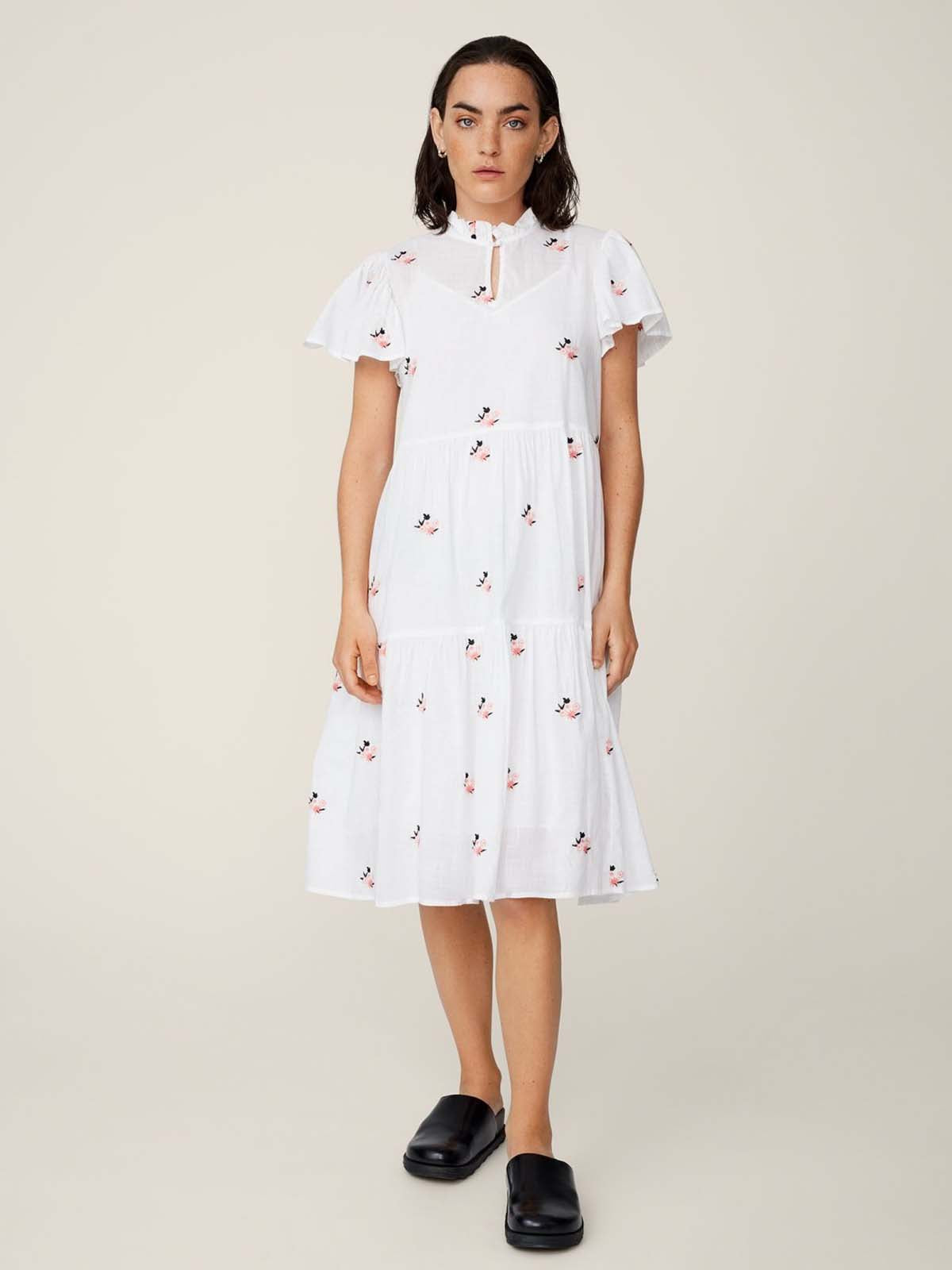MSCH Elvyne SS Emb Dress Bright White