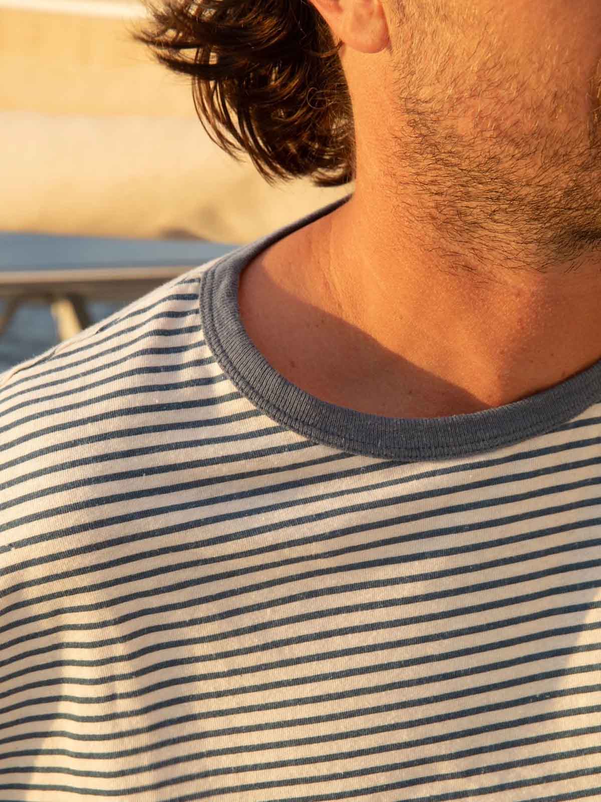 Mollusk Hemp Tee Natural Indigo Stripe