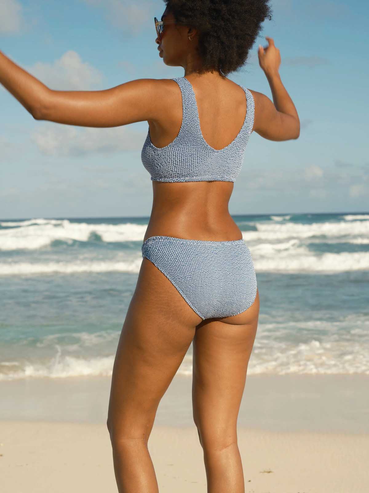 Mollusk Womens Ripple Reverb Bikini Bottom Blue Static