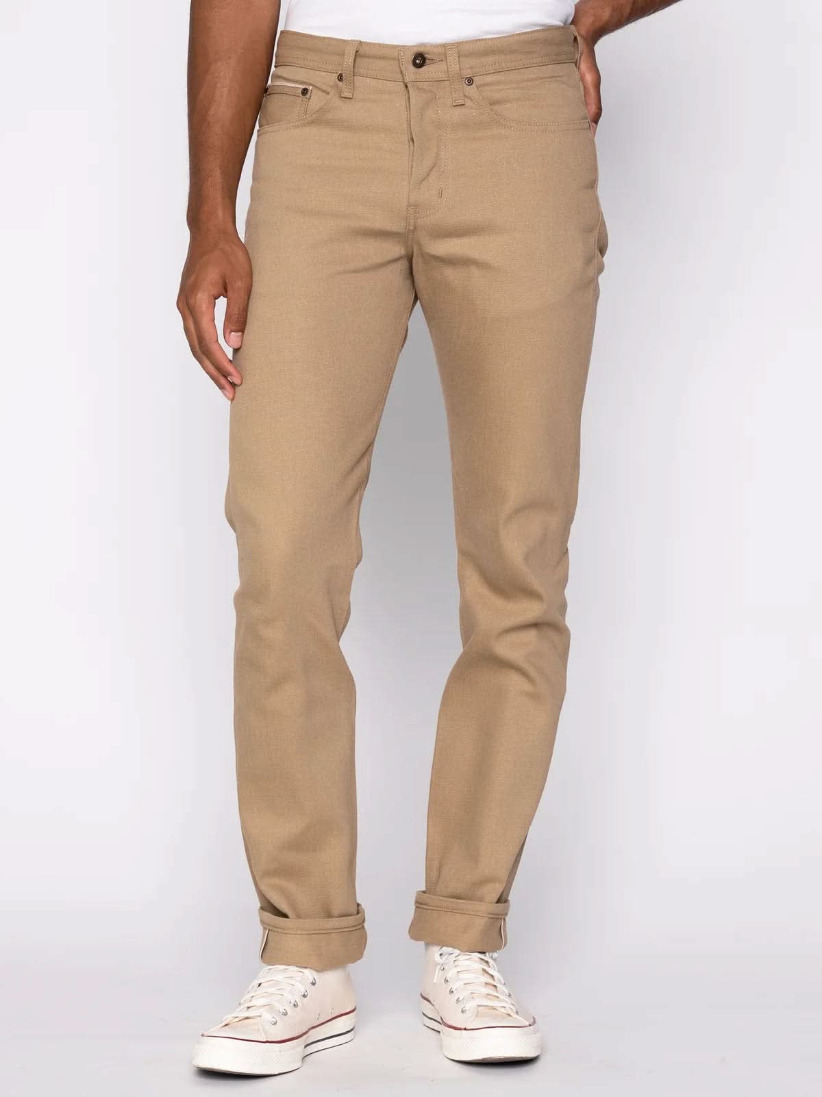 Naked & Famous Denim Weird Guy Camel Slub Selvedge Beige L32