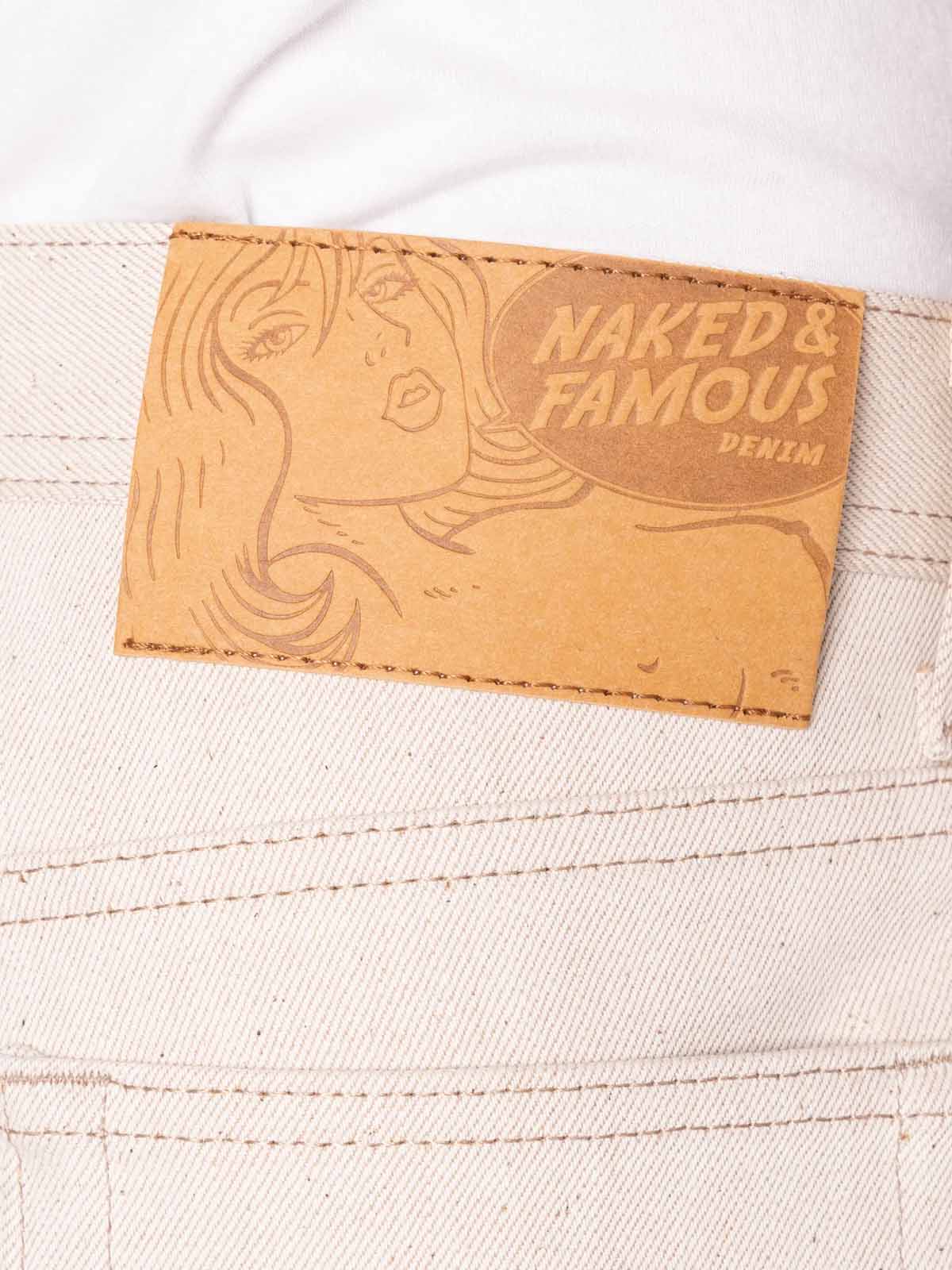 Naked & Famous Denim Weird Guy All Natural Ecru Foxfibre 13.6 oz Selvedge L32