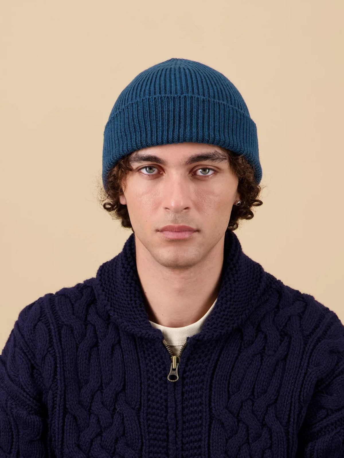 Nitto Beanie Ara Merino Wool Petrol Blue